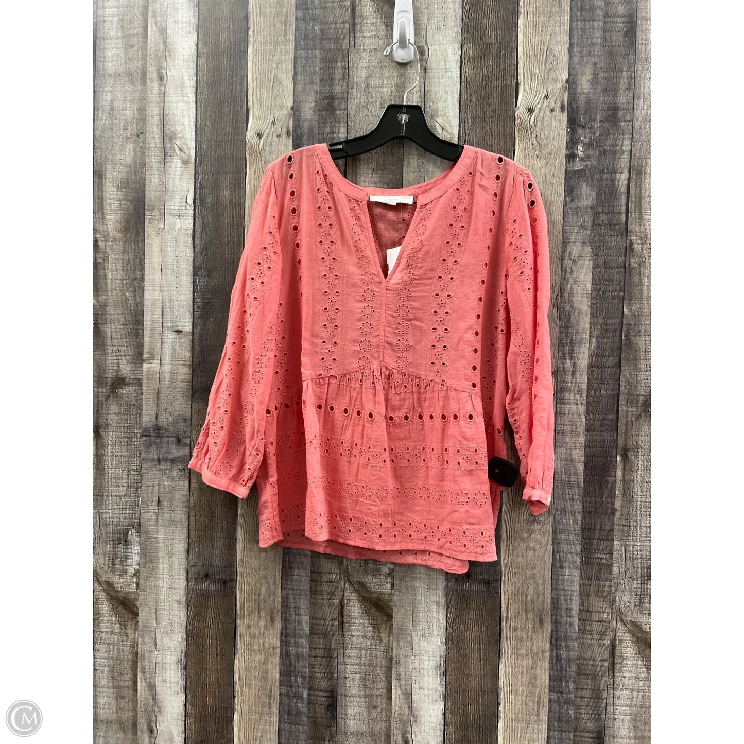 Top 3/4 Sleeve By Loft In Coral, Size: S