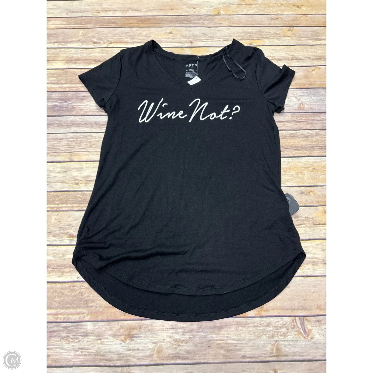 Top Short Sleeve Basic By Apt 9 In Black, Size: M