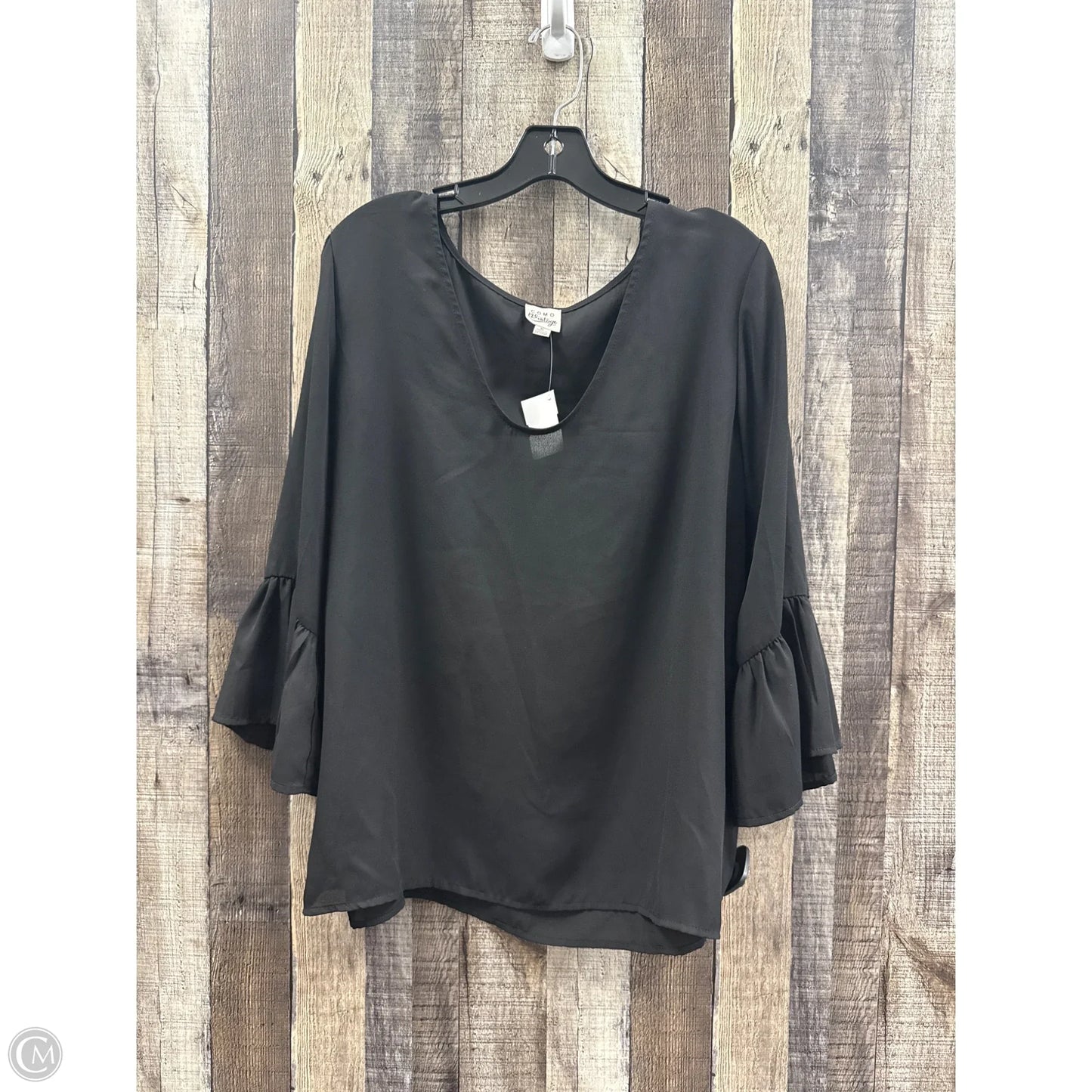 Top 3/4 Sleeve By Como Vintage In Black, Size: Xl