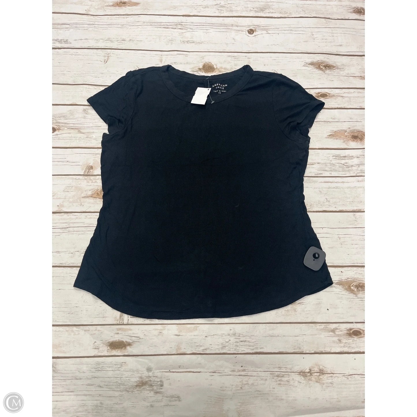 Top Short Sleeve By American Eagle In Black, Size: L