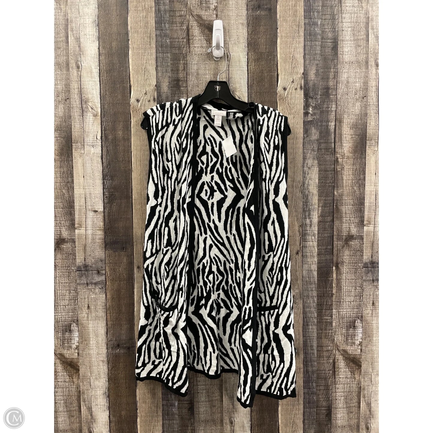Vest Sweater By Chicos In Zebra Print, Size: Xs