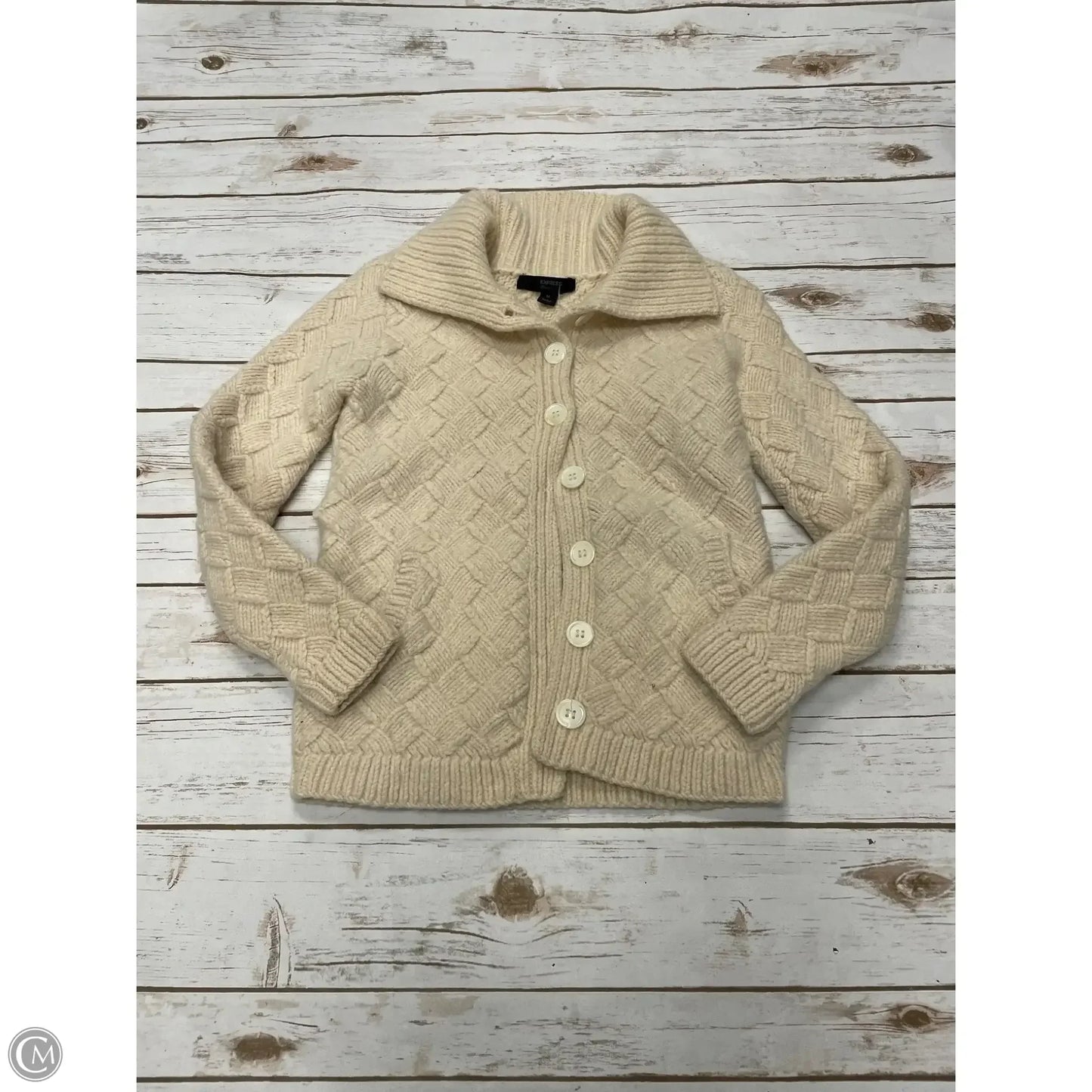 Sweater Cardigan By Express In Ivory, Size: M