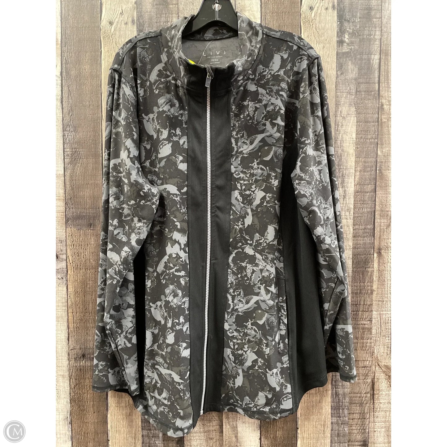 Athletic Jacket By Livi Active In Black & Grey, Size: 3x