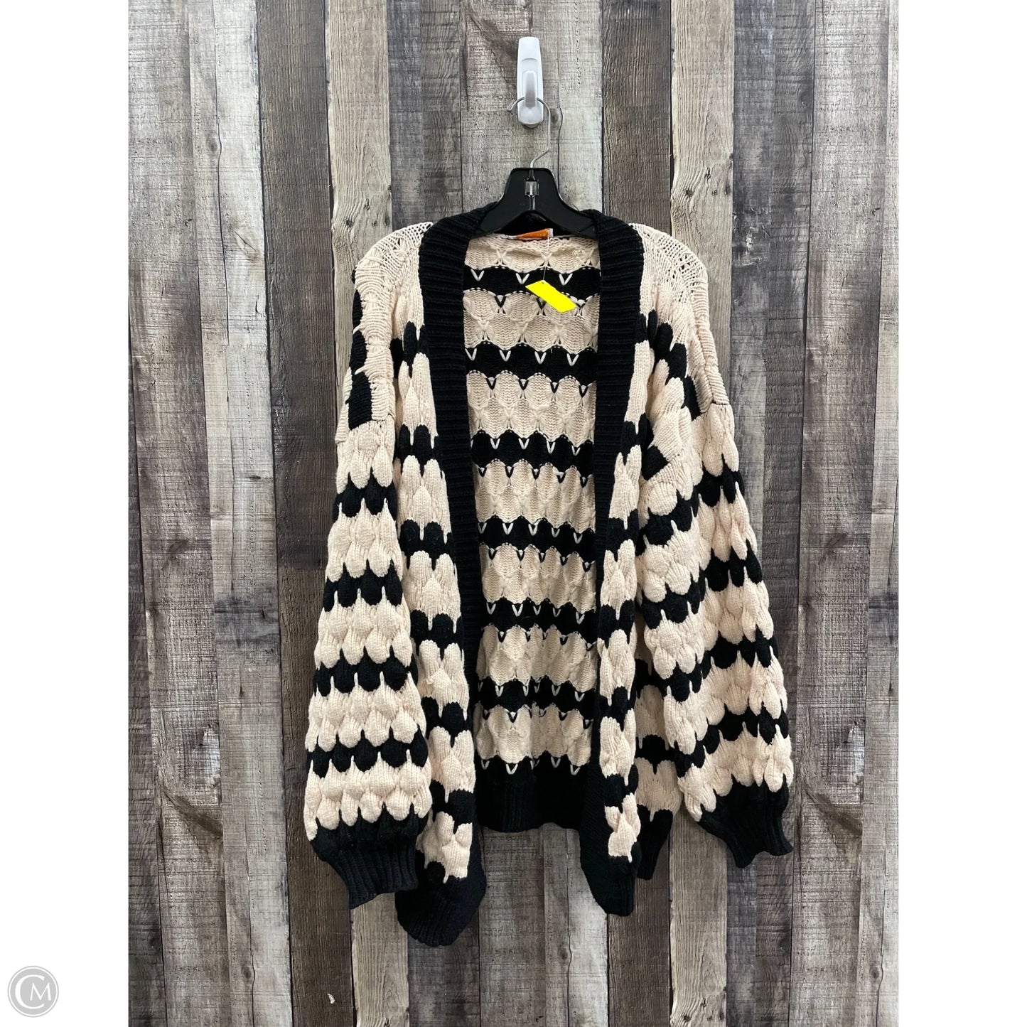 Sweater Cardigan By Kirundo In Black & Tan, Size: Xl