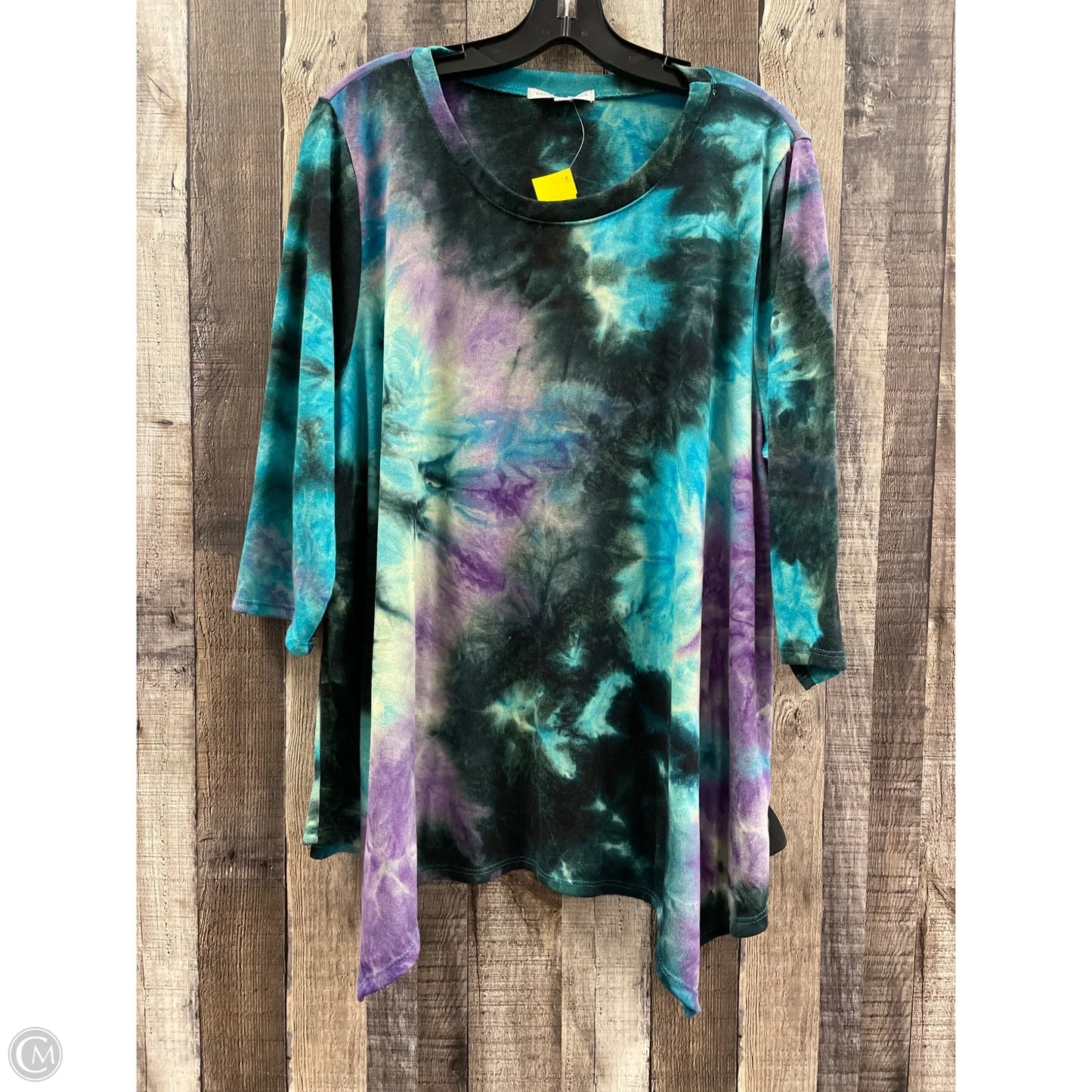 Top Long Sleeve By Green Envelope In Tie Dye Print, Size: 2x