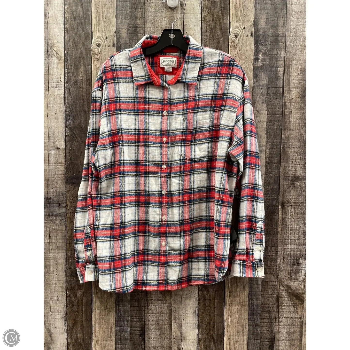 Top Long Sleeve By American Eagle In Plaid Pattern, Size: M