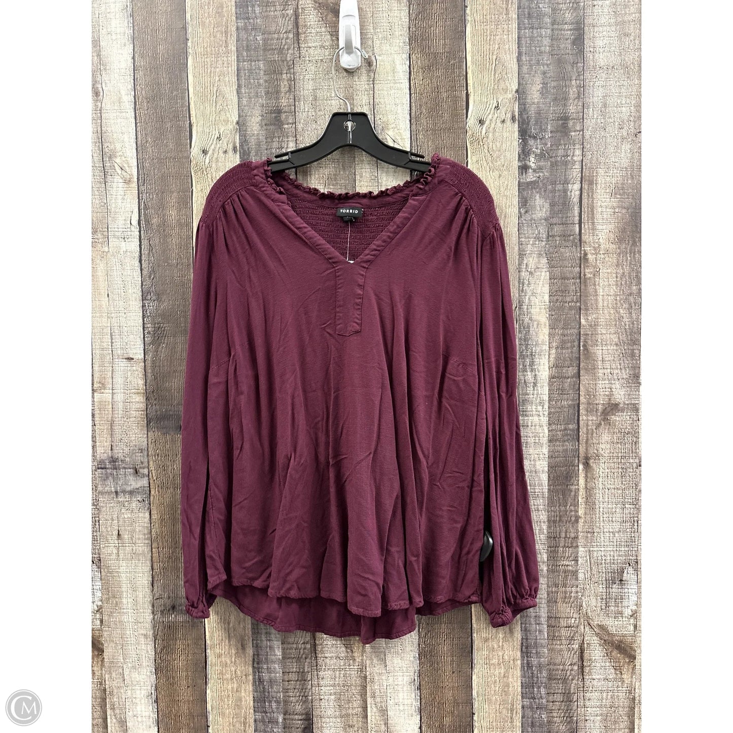 Top Long Sleeve By Torrid In Maroon, Size: 2x