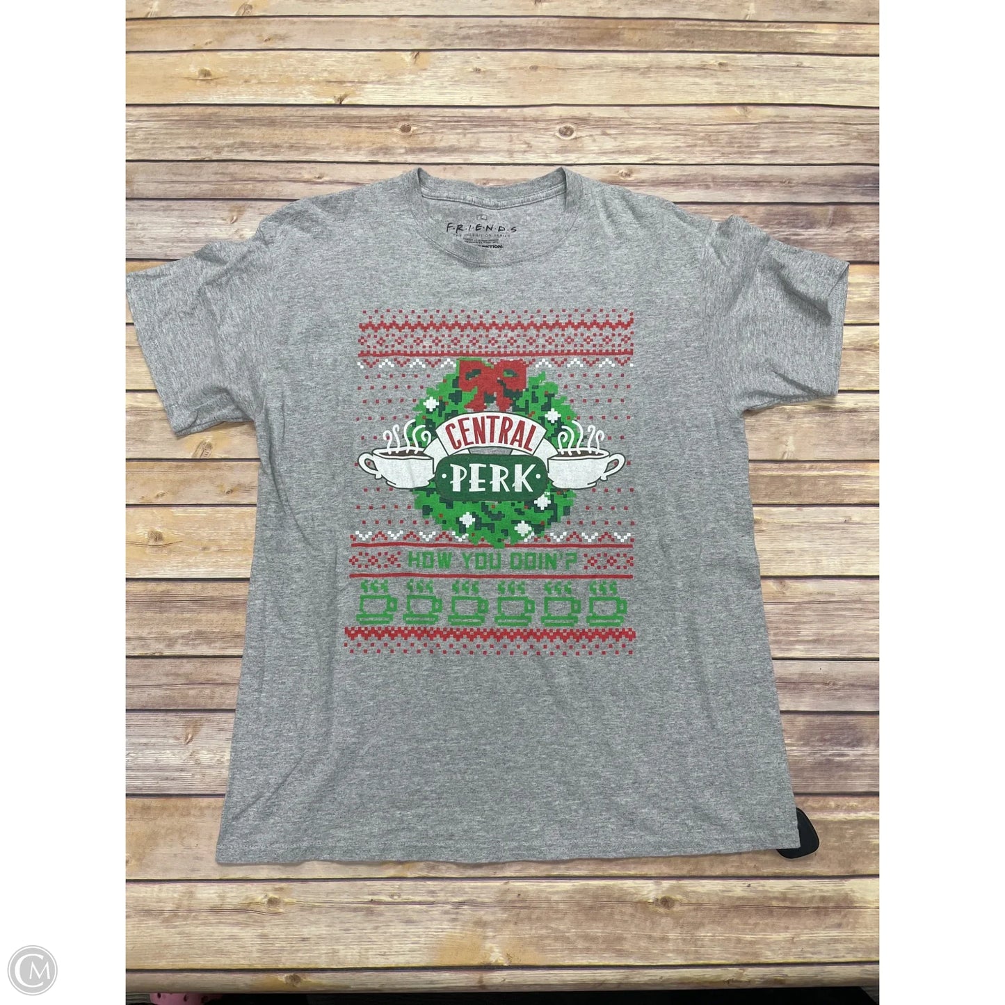 Top Short Sleeve By Cme In Grey, Size: L