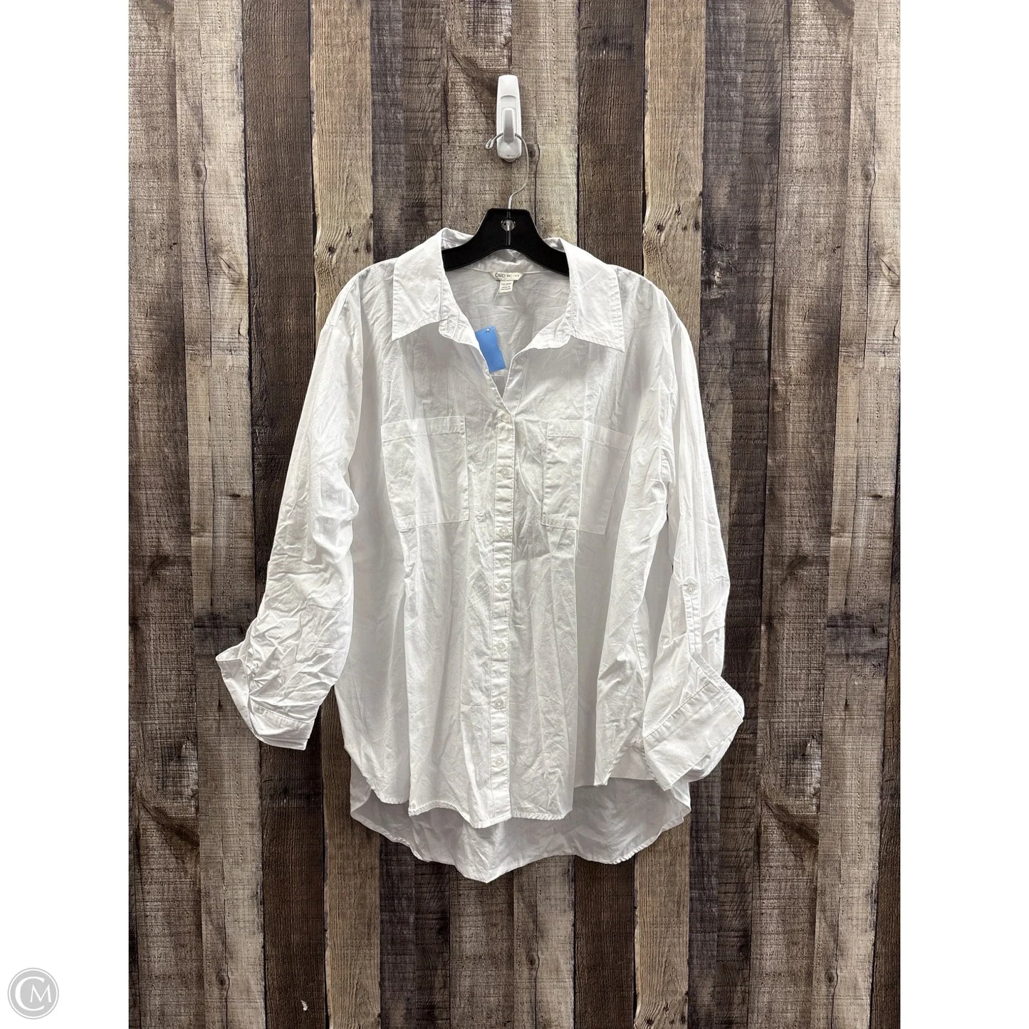 Top Long Sleeve By Cato In White, Size: 1x