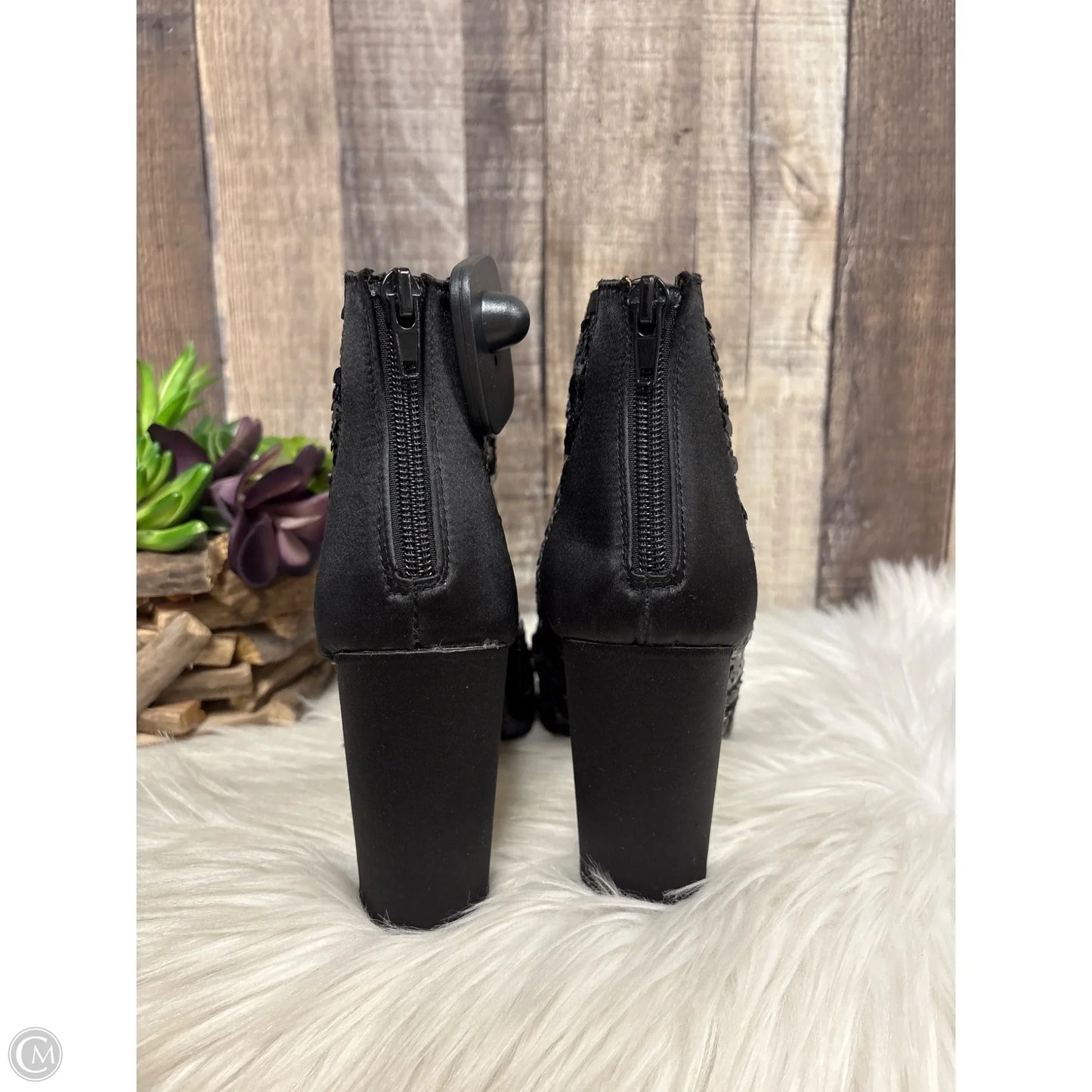 Sandals Heels Block By Audrey Brooke In Black, Size: 7.5