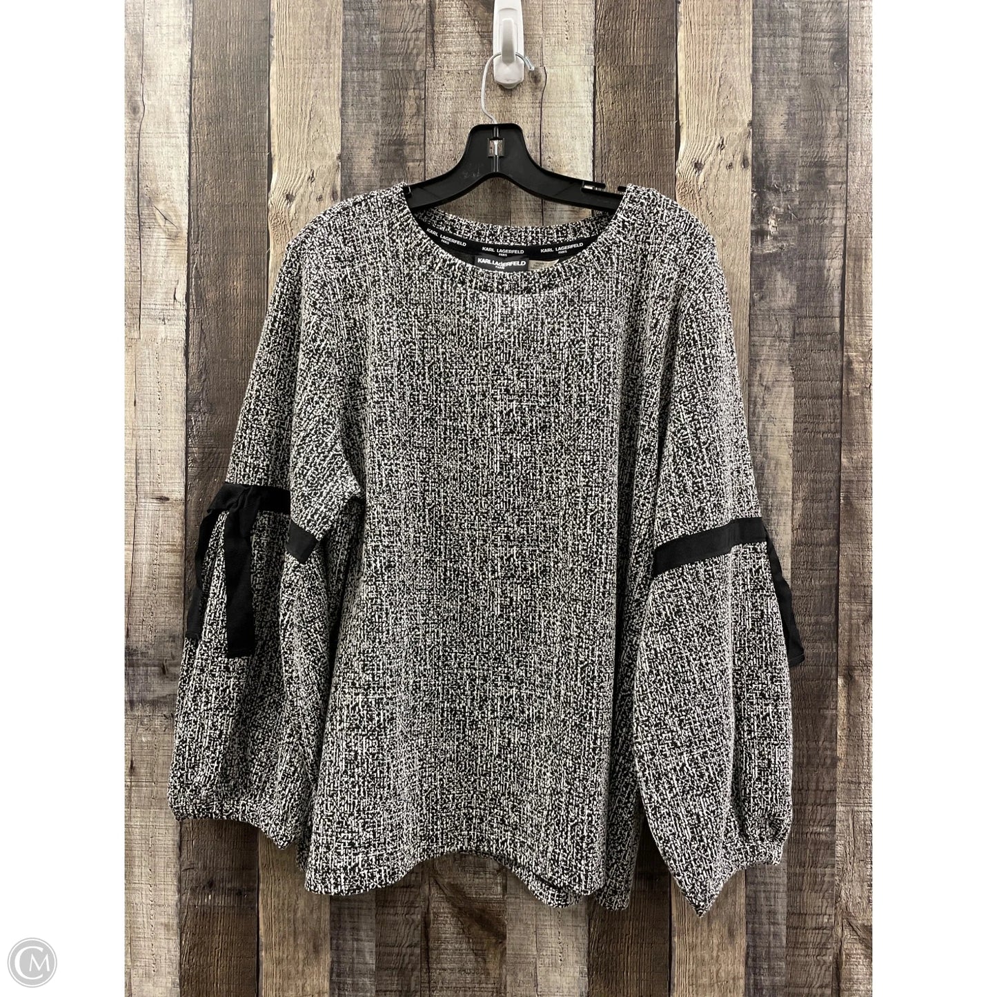 Top 3/4 Sleeve Designer By Karl Lagerfeld In Black & White, Size: Xl