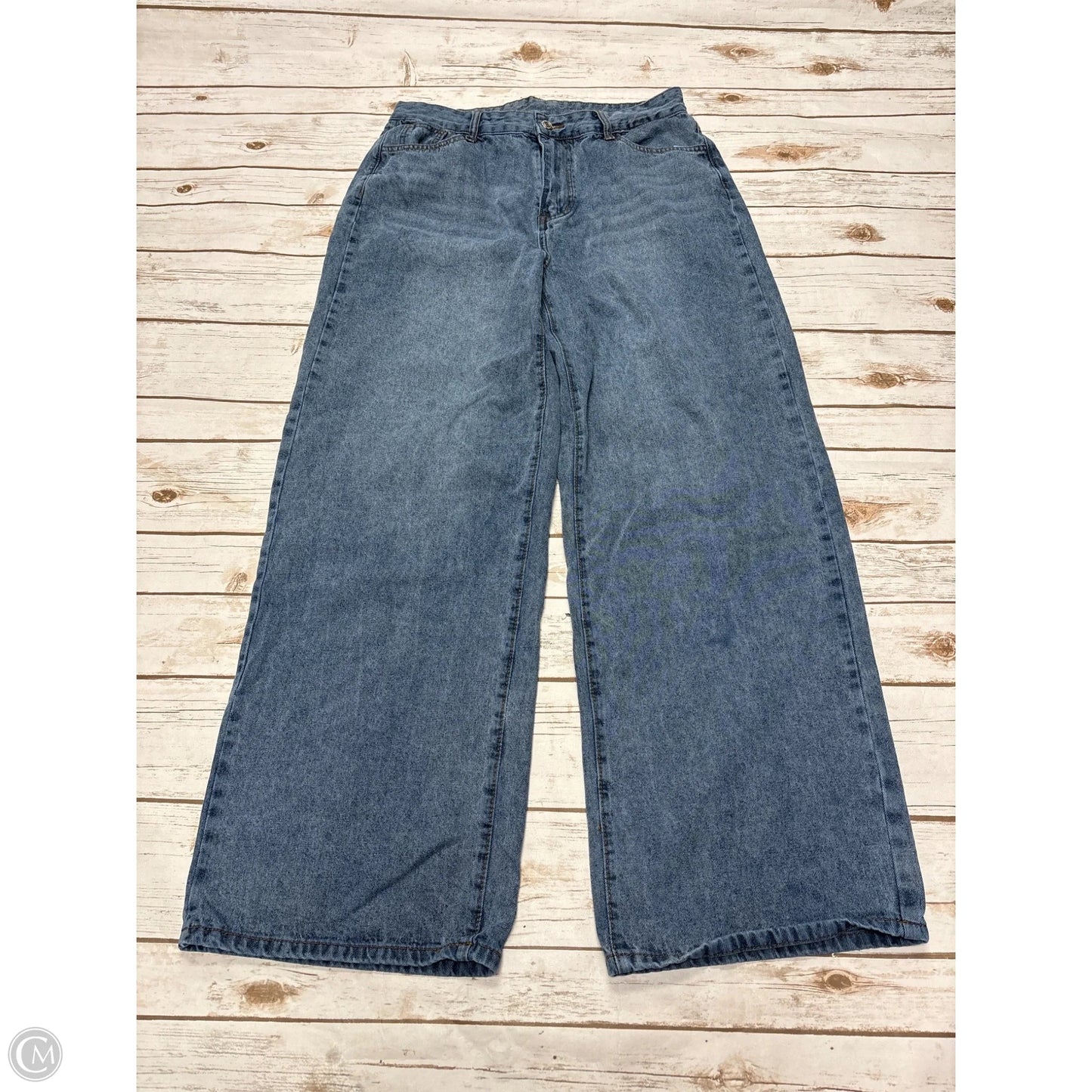 Jeans Wide Leg By Shein In Blue Denim, Size: Xl