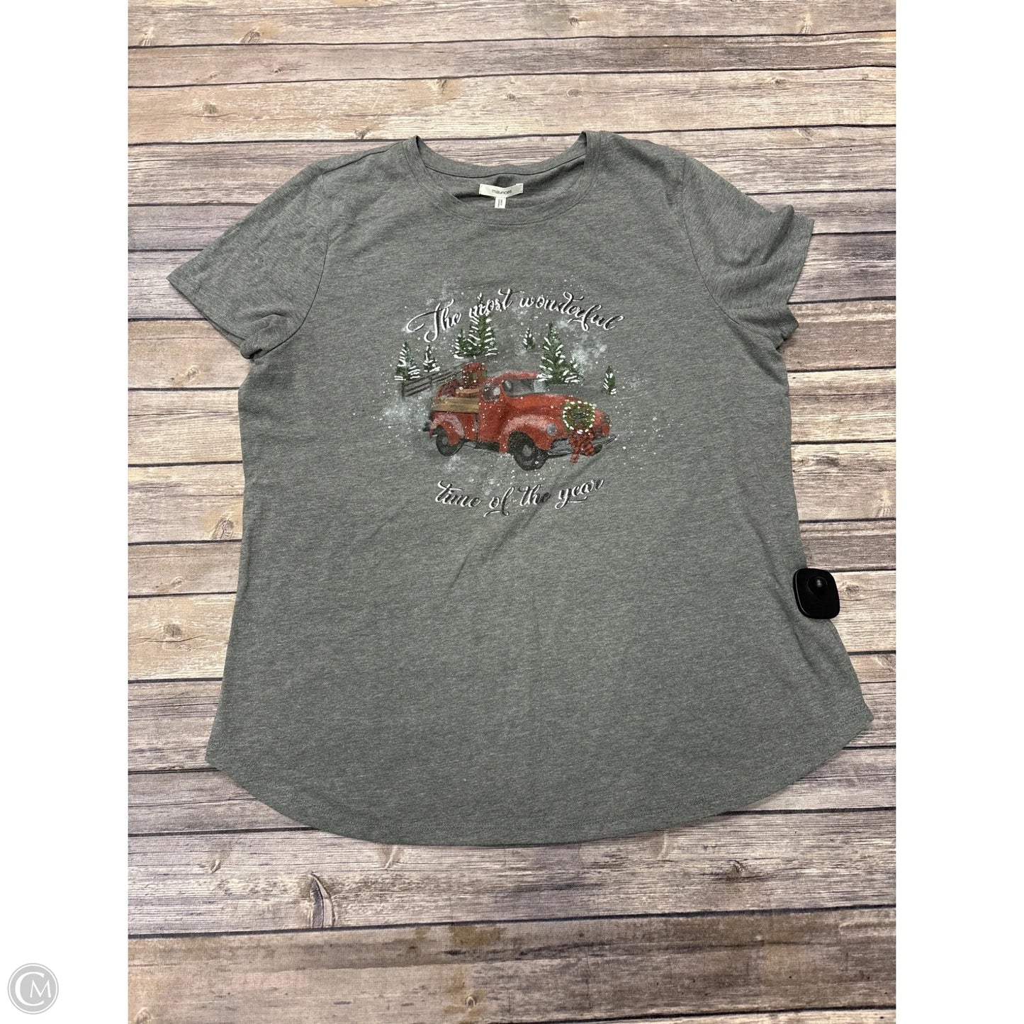 Top Short Sleeve Basic By Maurices In Grey, Size: L