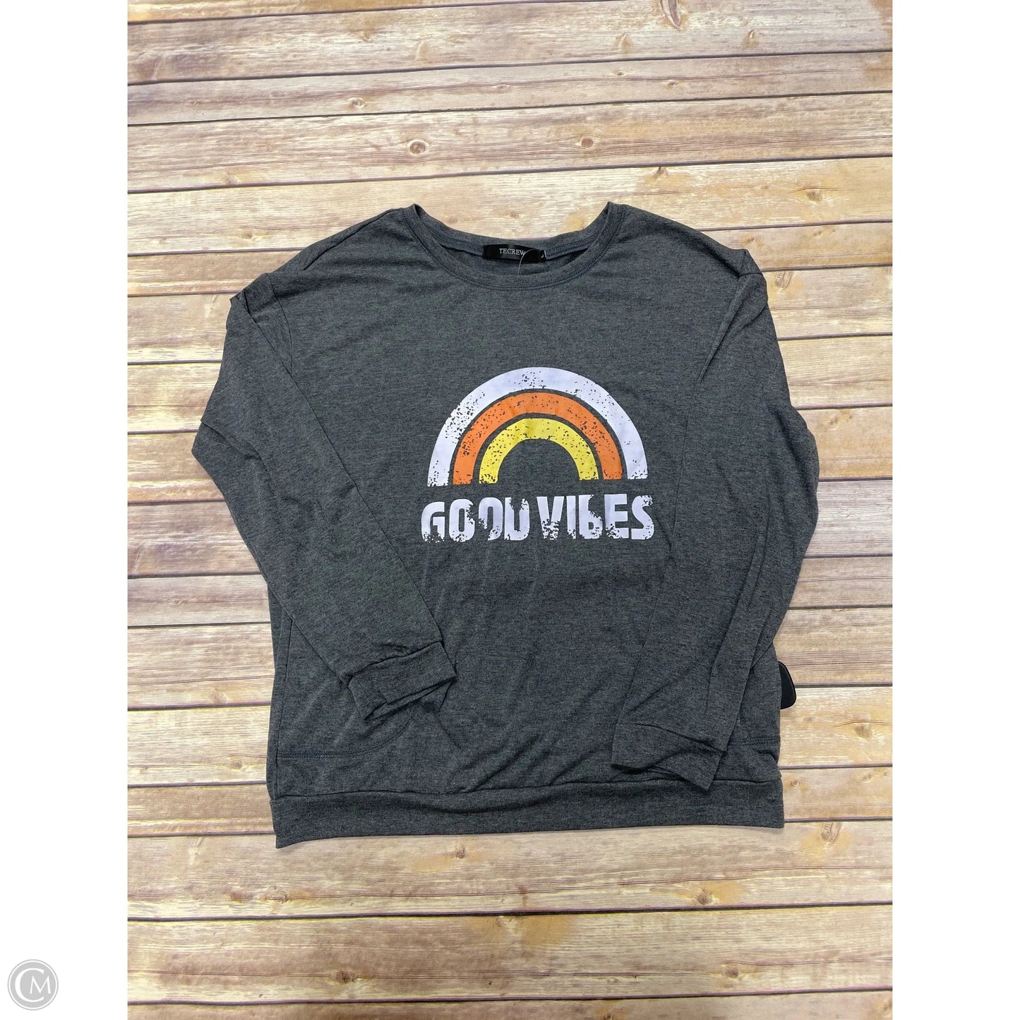 Top Long Sleeve By Cme In Grey, Size: L