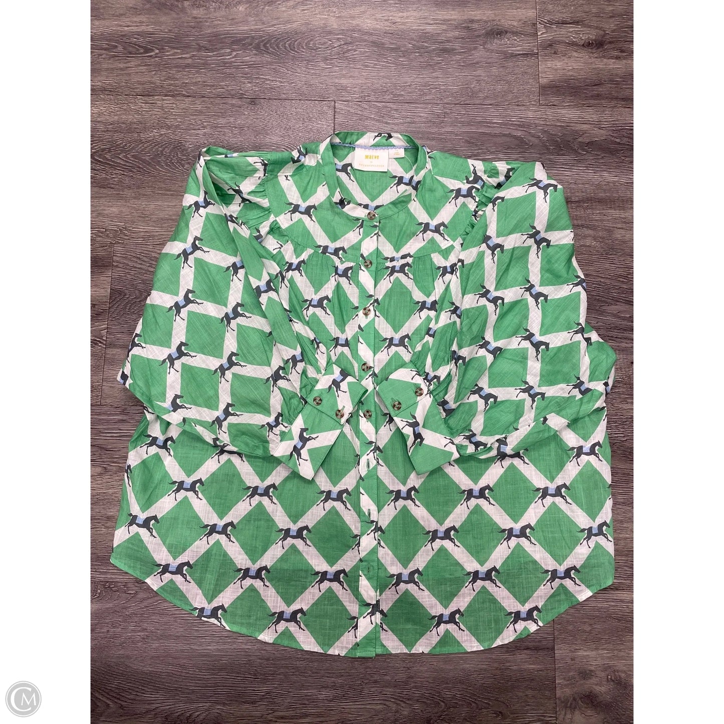 Top Long Sleeve By Anthropologie In Green, Size: 1x