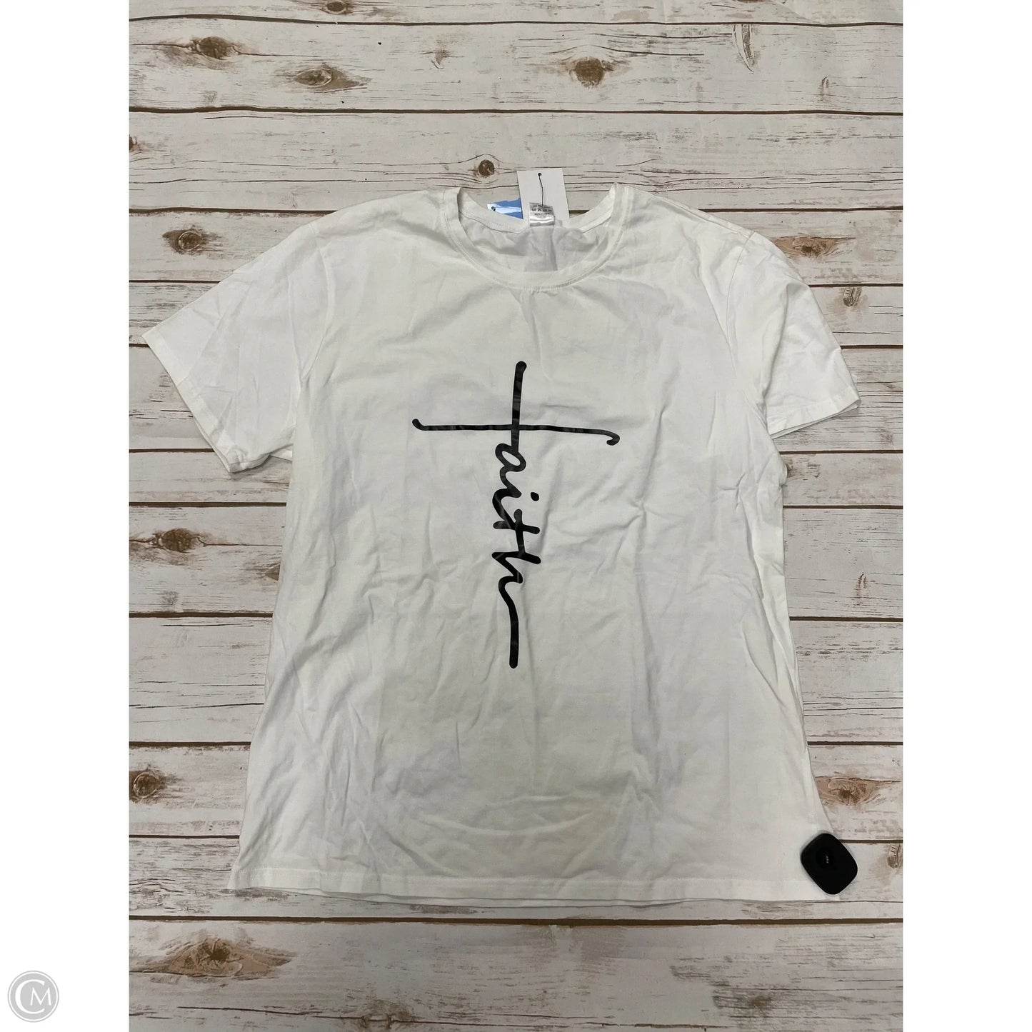 Top Short Sleeve By Cme In Black & White, Size: Xxl