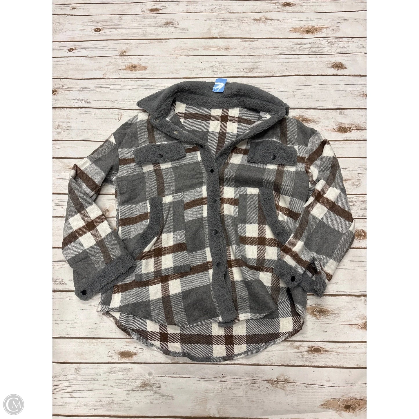 Jacket Fleece By Cmf In Plaid Pattern, Size: L