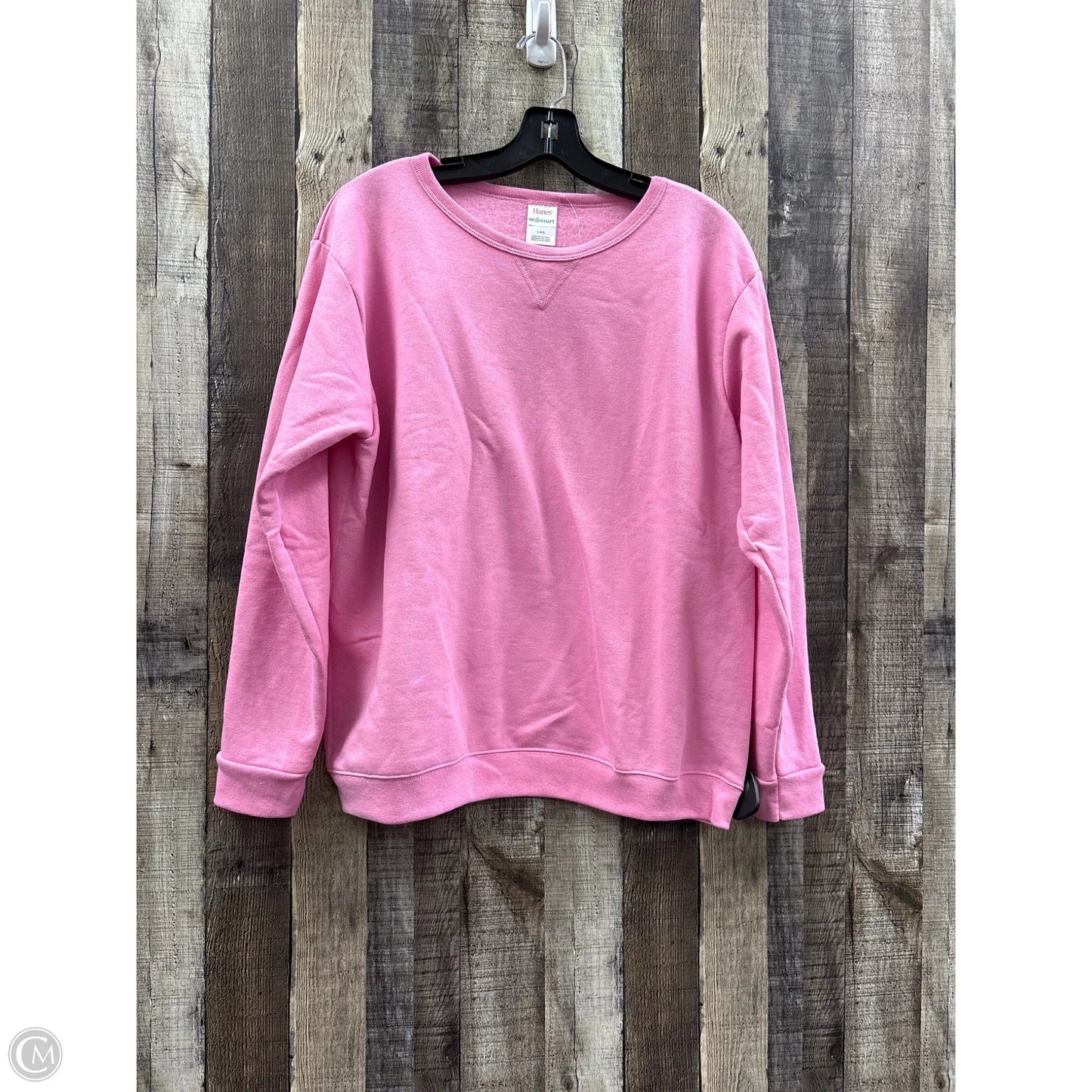 Sweatshirt Crewneck By Hanes In Pink, Size: L