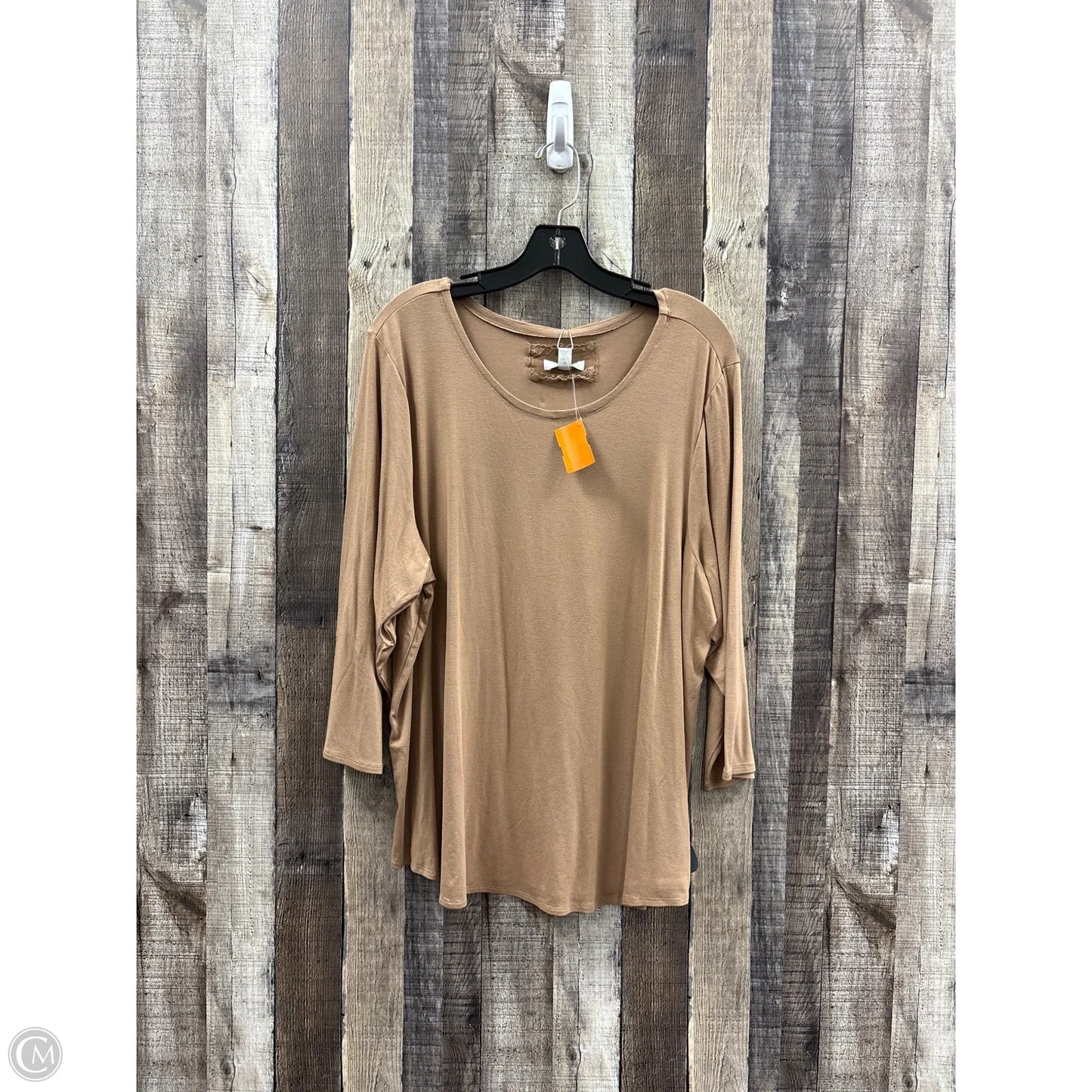 Top 3/4 Sleeve By Cupio In Tan, Size: 2x