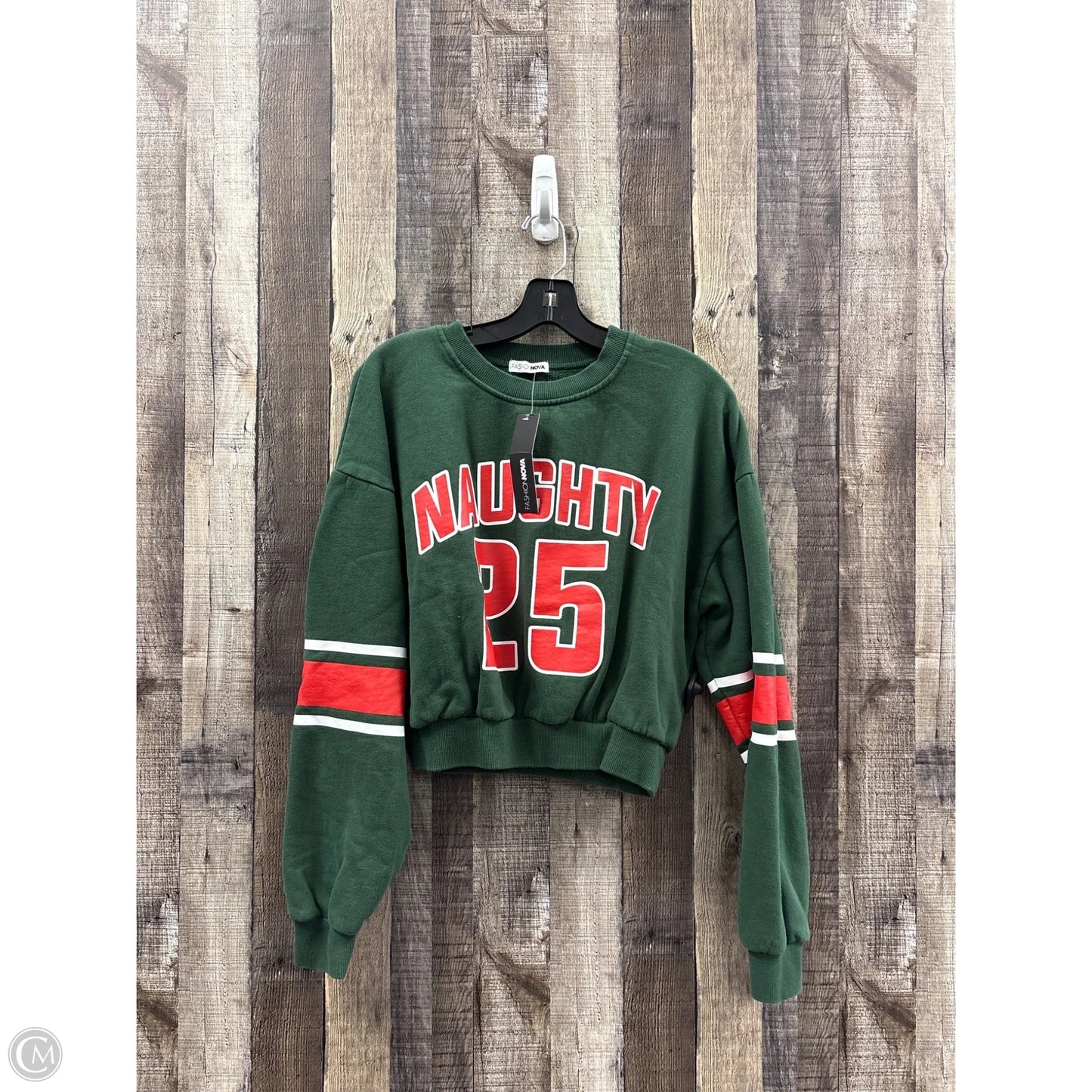 Top Long Sleeve By Fashion Nova In Green & Red, Size: Xs