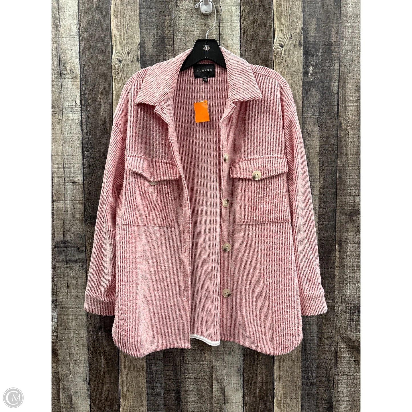 Top Long Sleeve By Timing In Red & White, Size: S