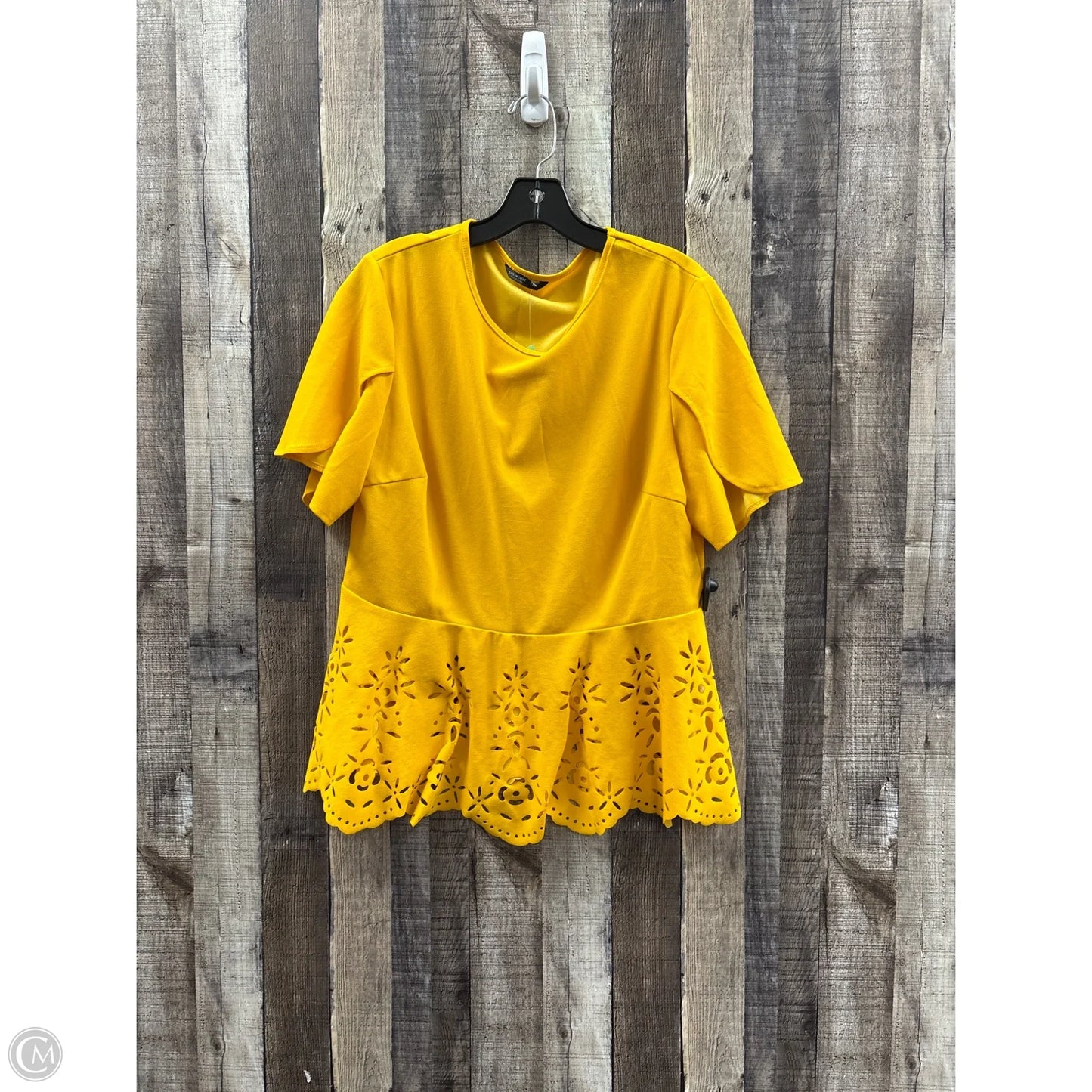 Top Short Sleeve By Shein In Gold, Size: 1x