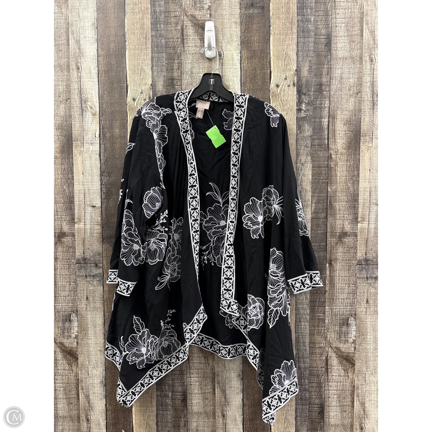 Kimono By Chicos In Black & White, Size: Xl