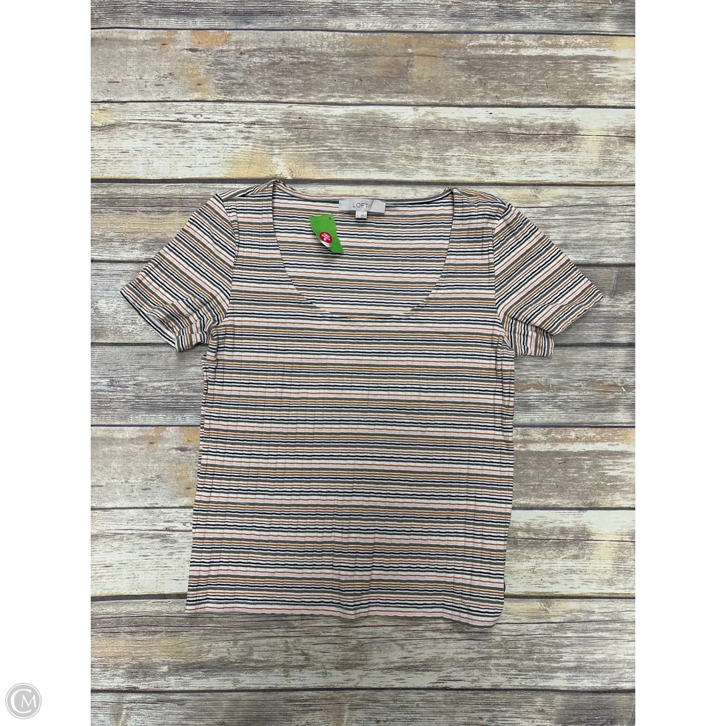 Top Short Sleeve By Loft In Striped Pattern, Size: L