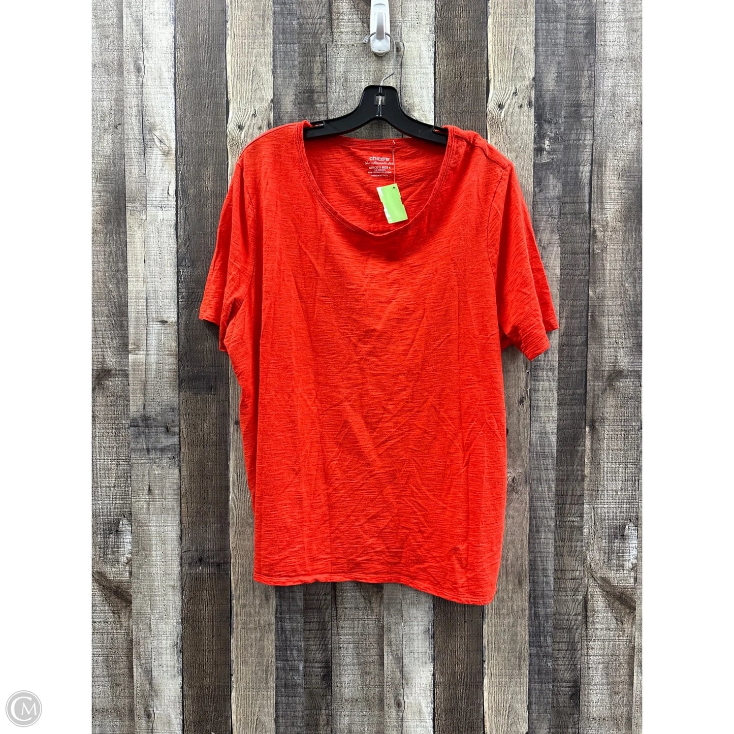 Top Short Sleeve By Chicos In Orange, Size: Xxl