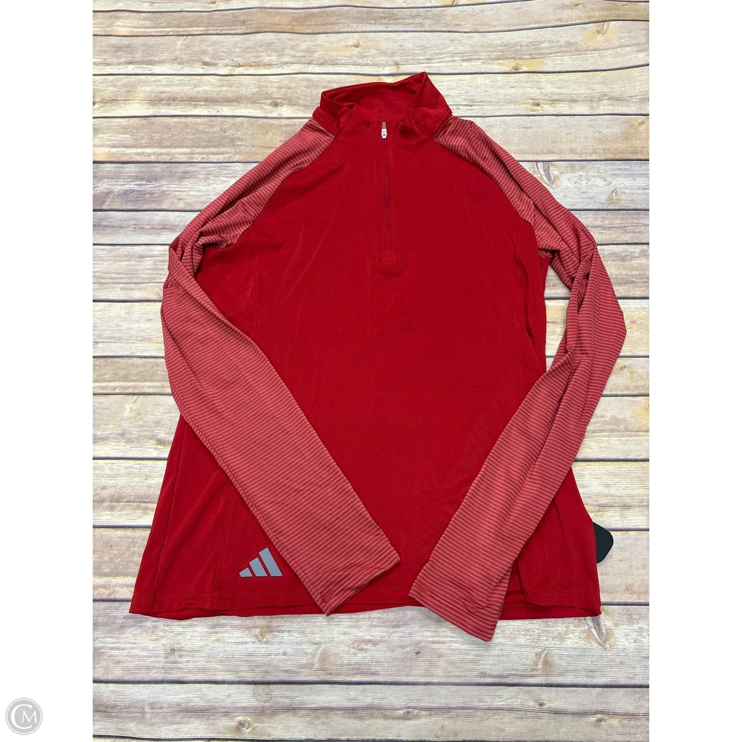 Athletic Top Long Sleeve Collar By Adidas In Red, Size: M