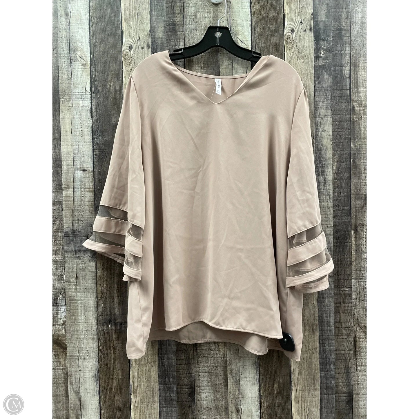 Top Long Sleeve By Zenana In Tan, Size: 1x