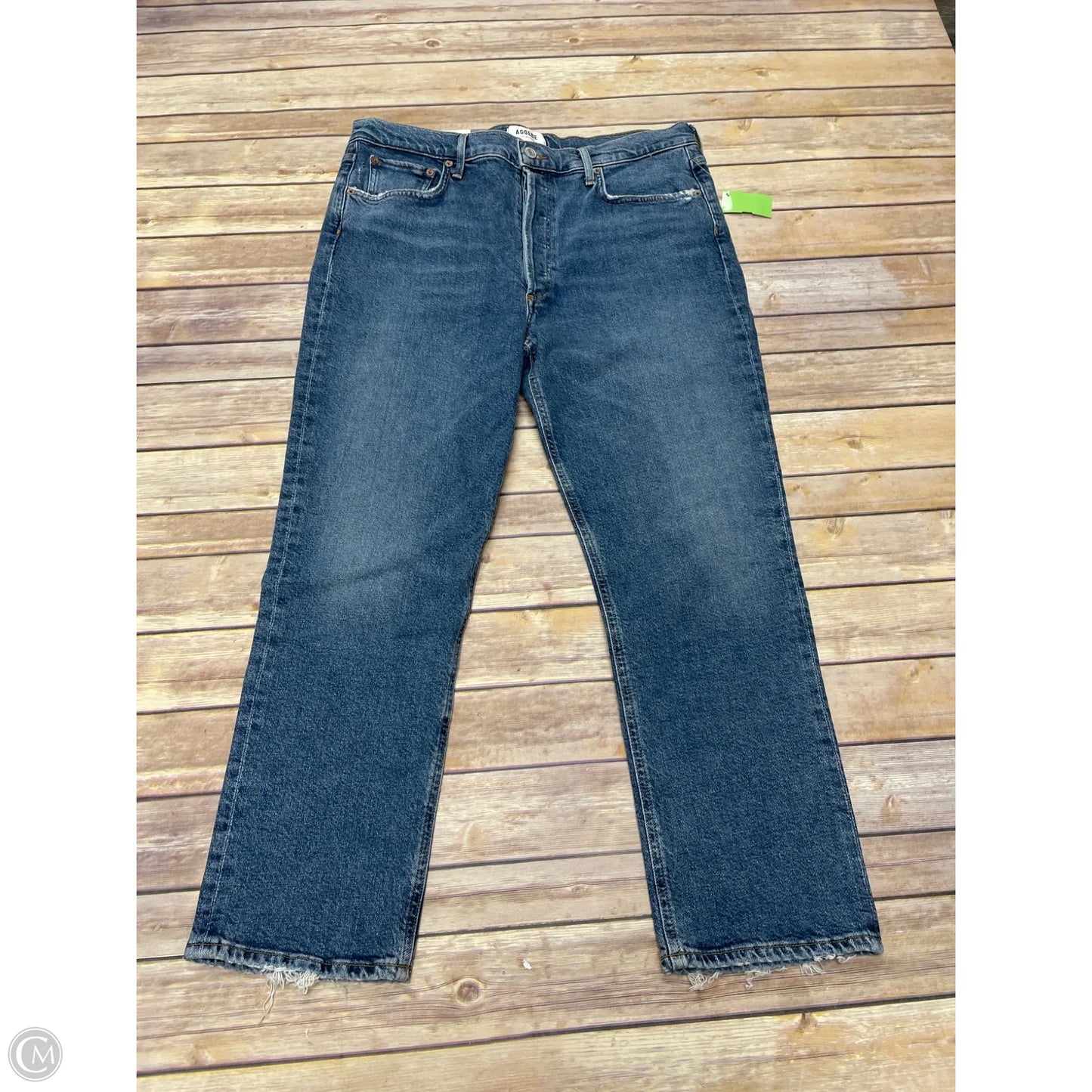 Jeans Cropped By Agolde In Blue Denim, Size: 14