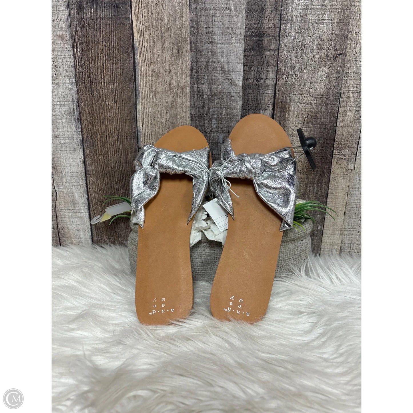 Sandals Flats By A New Day In Silver, Size: 10
