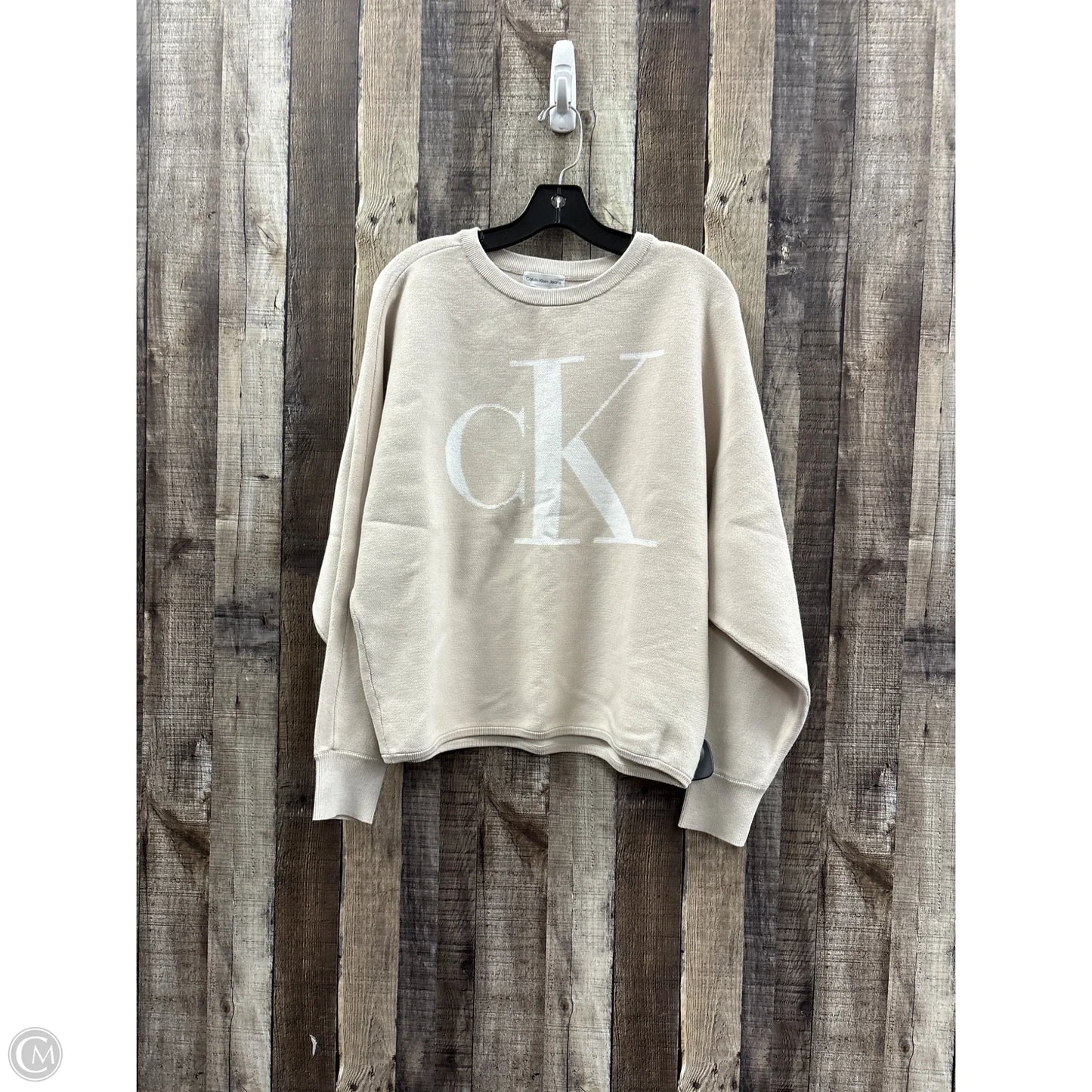 Sweatshirt Crewneck By Calvin Klein In Tan, Size: S