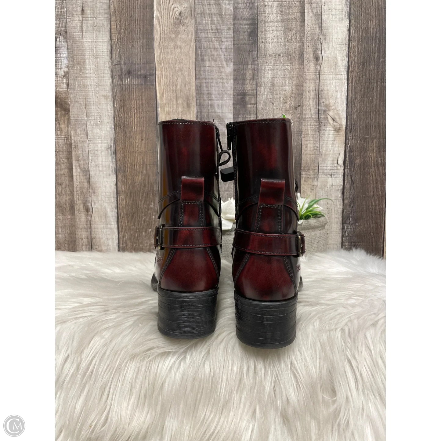 Boots Ankle Heels By Taos In Maroon, Size: 8