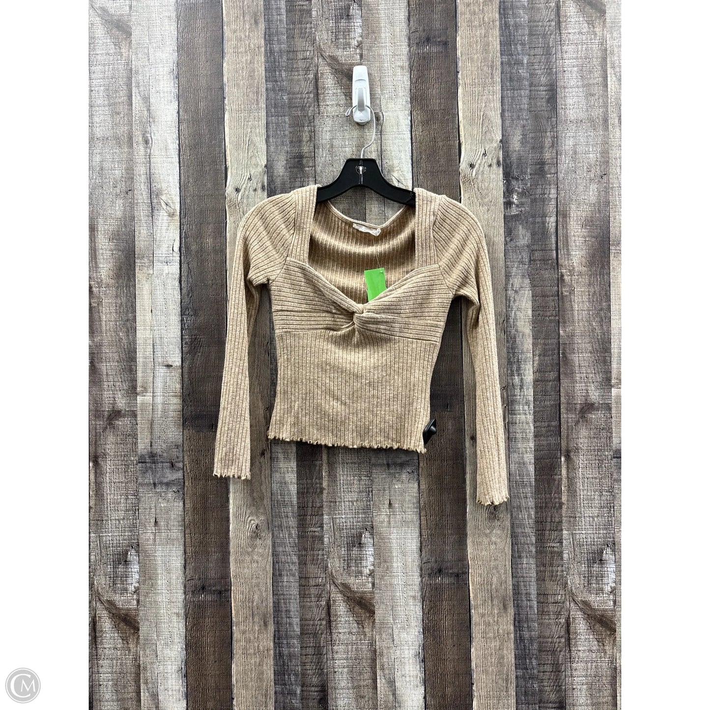 Top Long Sleeve By Lush In Tan, Size: S