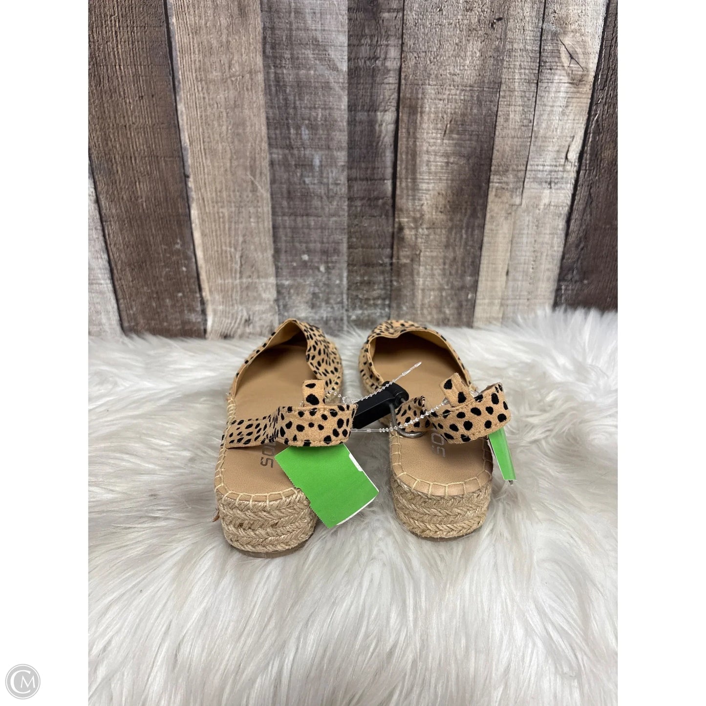 Sandals Heels Wedge By Soda In Animal Print, Size: 6