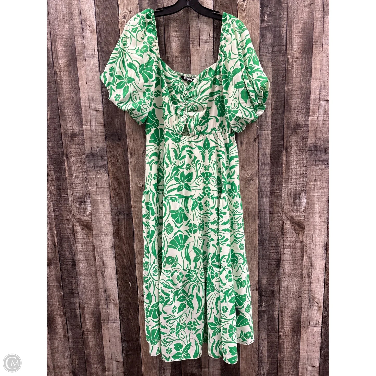 Dress Casual Midi By Btfbm In Green & White, Size: L