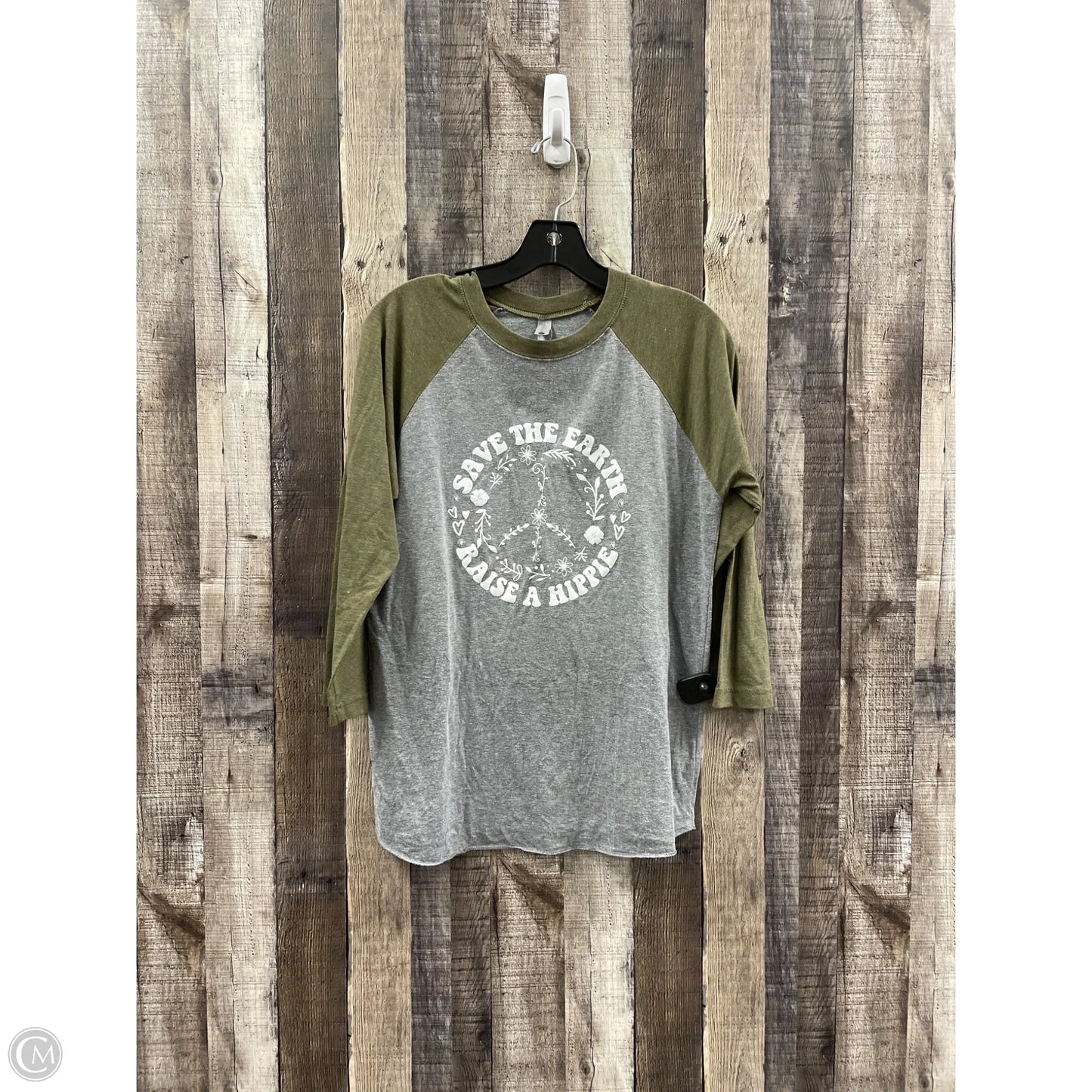Top Long Sleeve By Next Level In Green & Grey, Size: S
