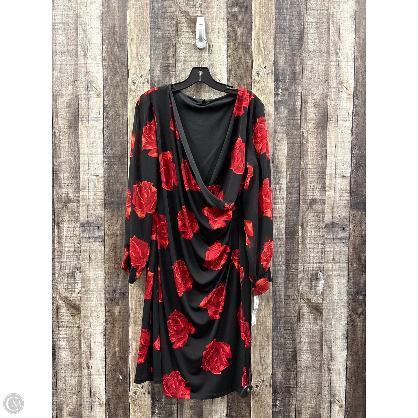 Dress Casual Midi By Glamour In Black & Red, Size: Xl