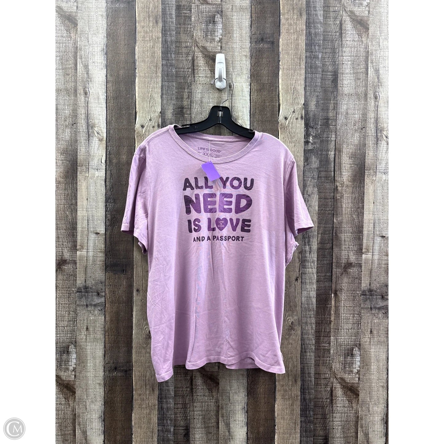 Top Short Sleeve By Life Is Good In Purple, Size: Xxl