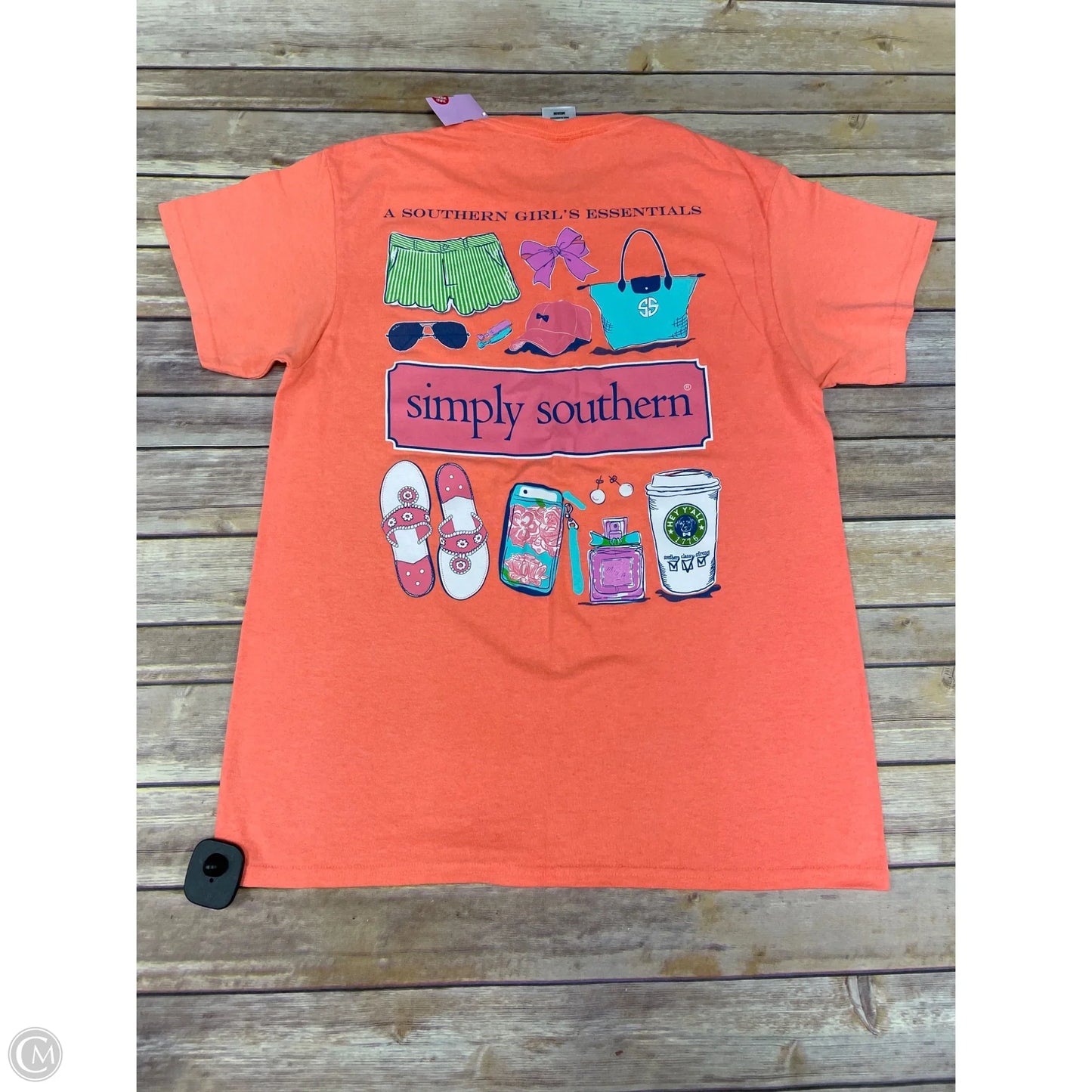 Top Short Sleeve By Simply Southern In Orange, Size: M