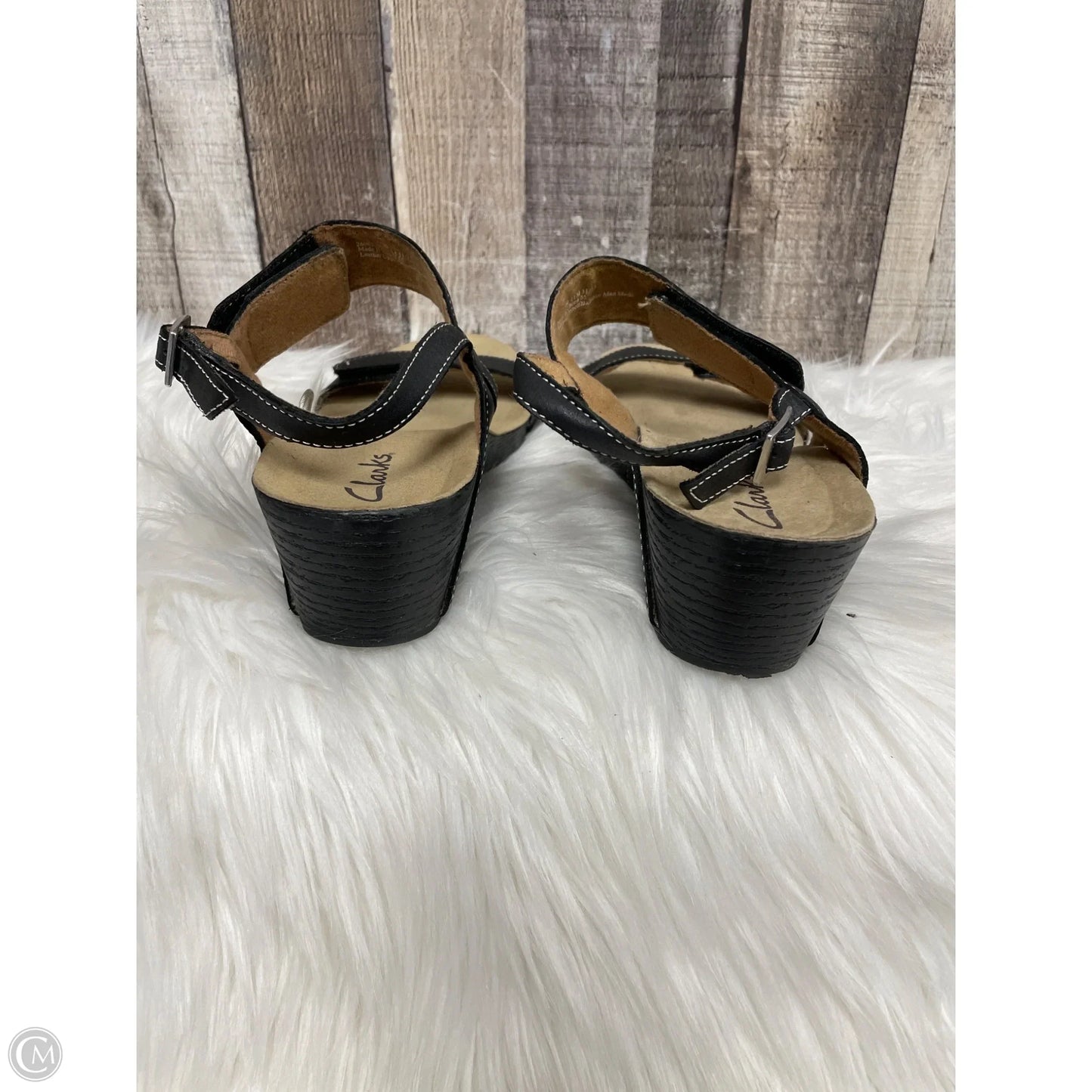 Sandals Heels Wedge By Clarks In Black, Size: 11
