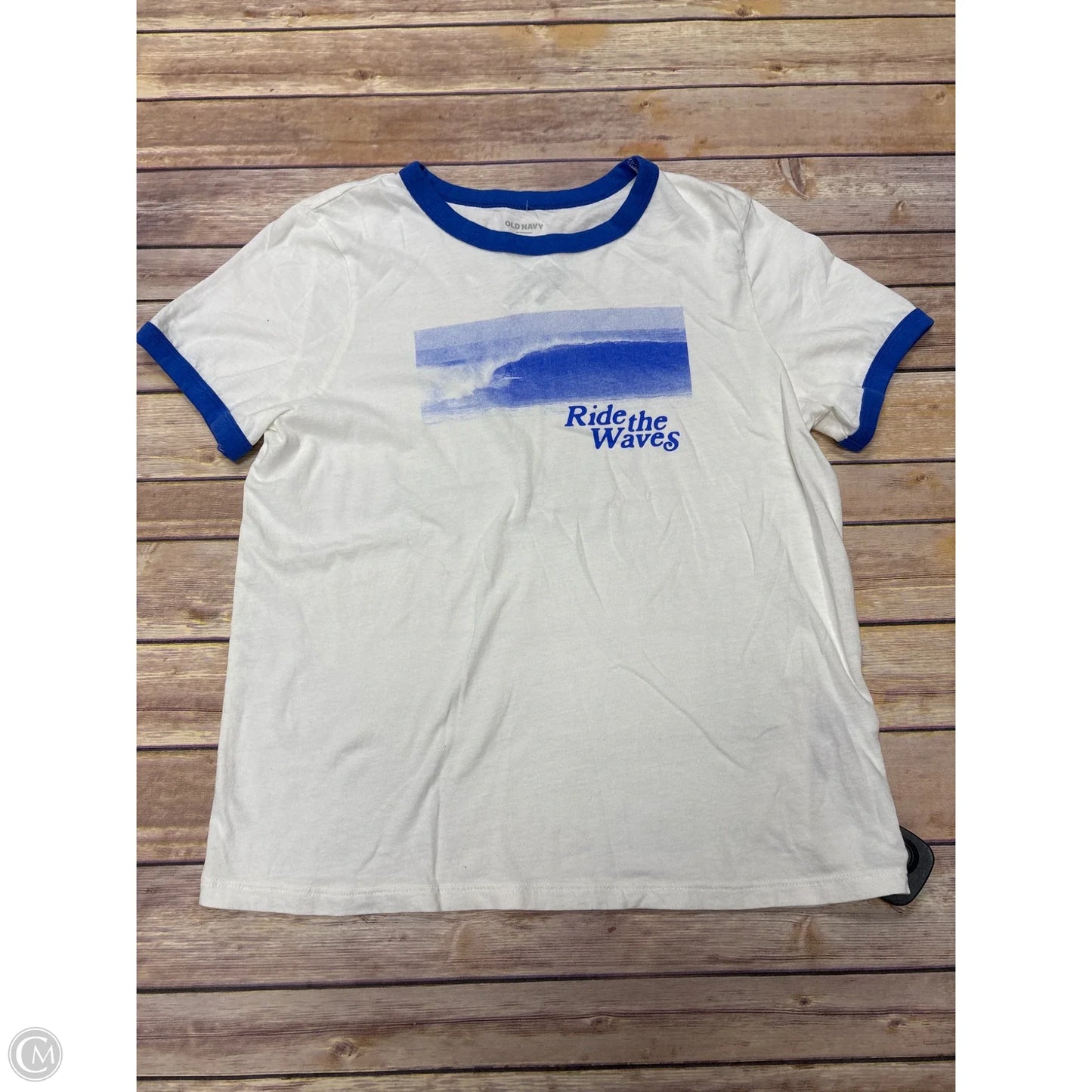 Top Short Sleeve Basic By Old Navy In Blue & White, Size: S