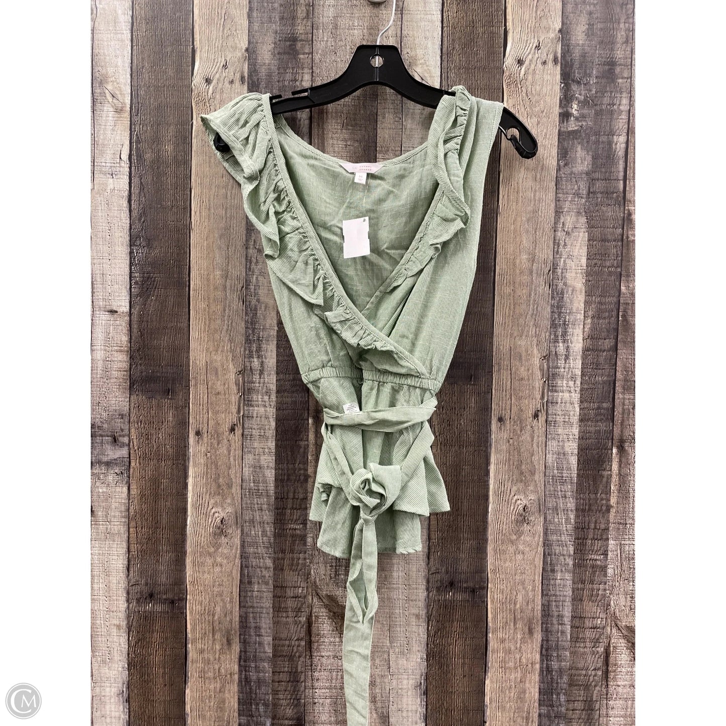 Top Sleeveless By Lc Lauren Conrad In Green & White, Size: M