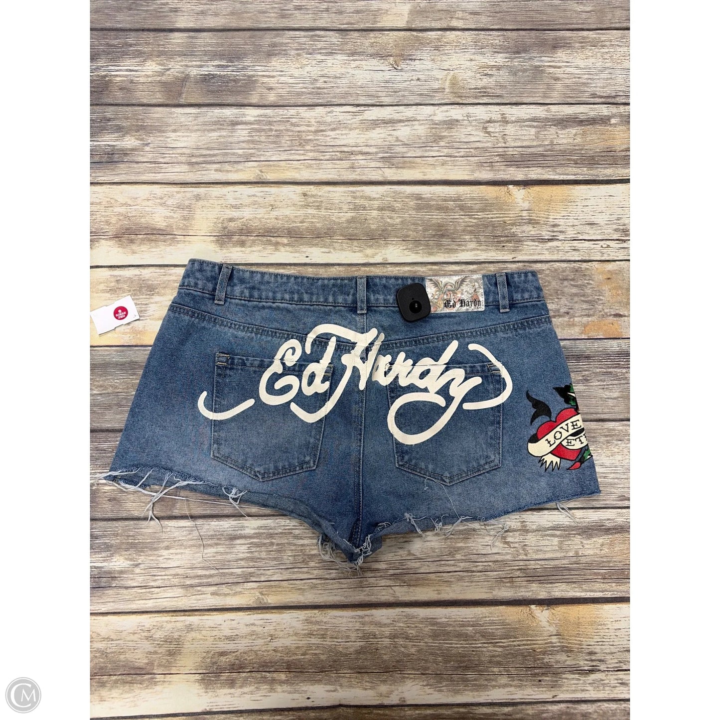 Shorts By Ed Hardy In Blue Denim, Size: 14