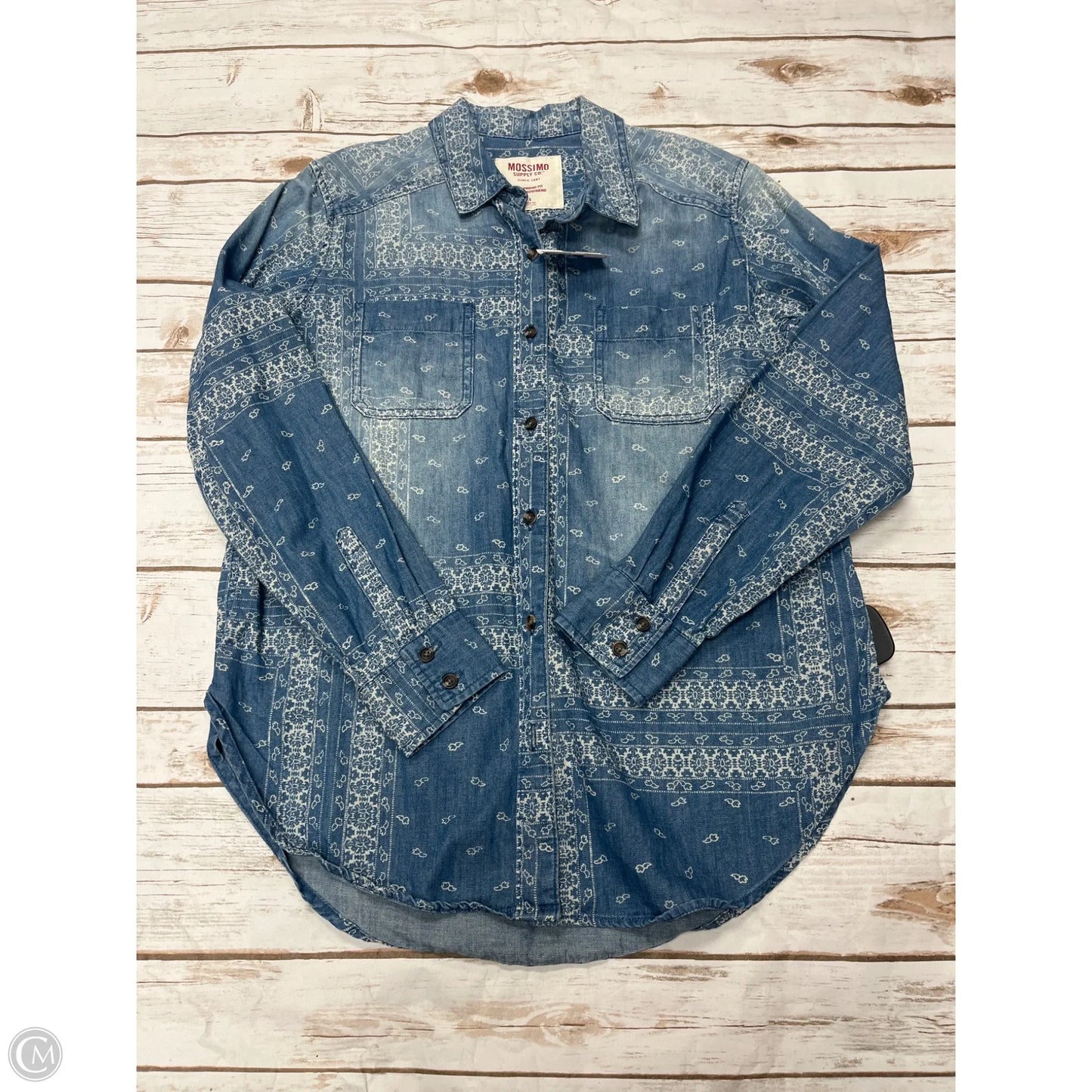 Top Long Sleeve By Mossimo In Blue Denim, Size: S