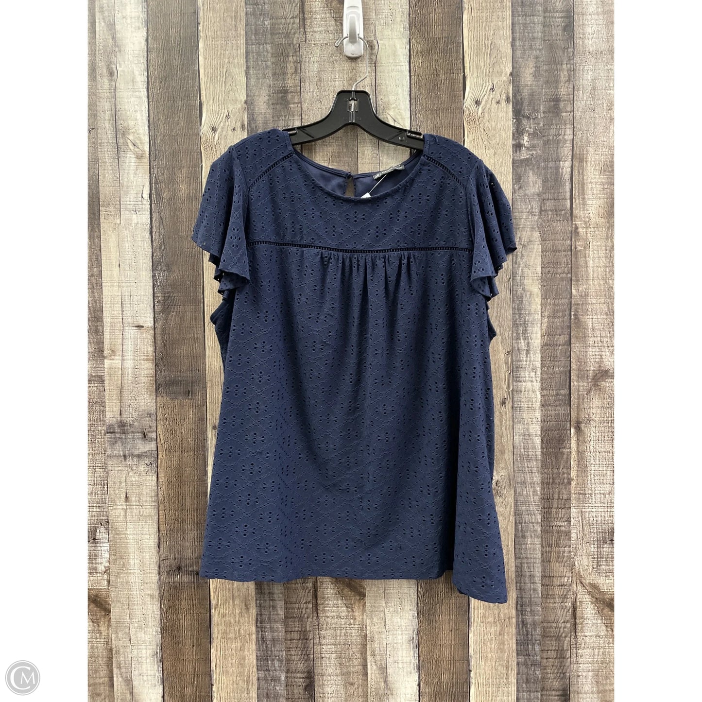 Top Short Sleeve By Adrianna Papell In Navy, Size: 2x