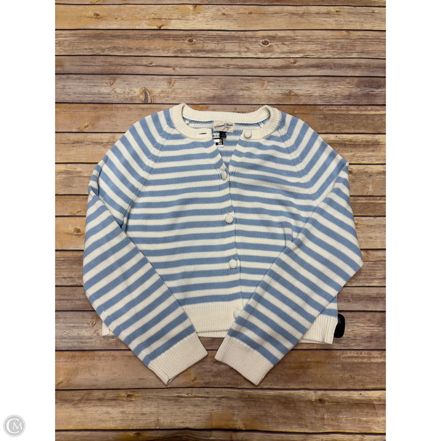 Sweater Cardigan By Universal Thread In Blue & White, Size: M