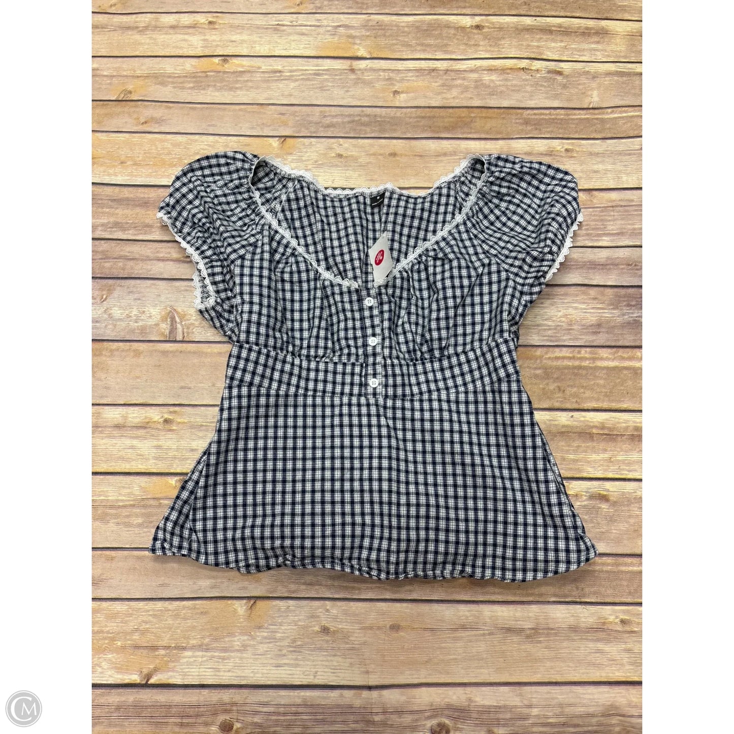Top Short Sleeve By Cmf In Blue & White, Size: M